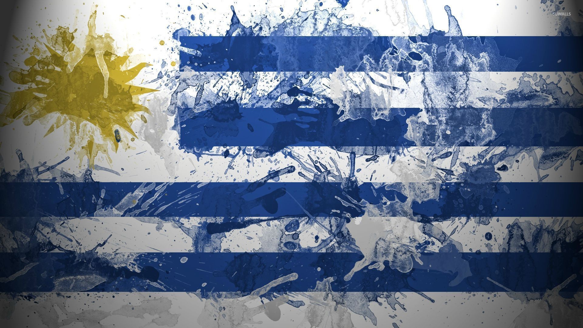 Flag of Uruguay with paint drops wallpaper jpg