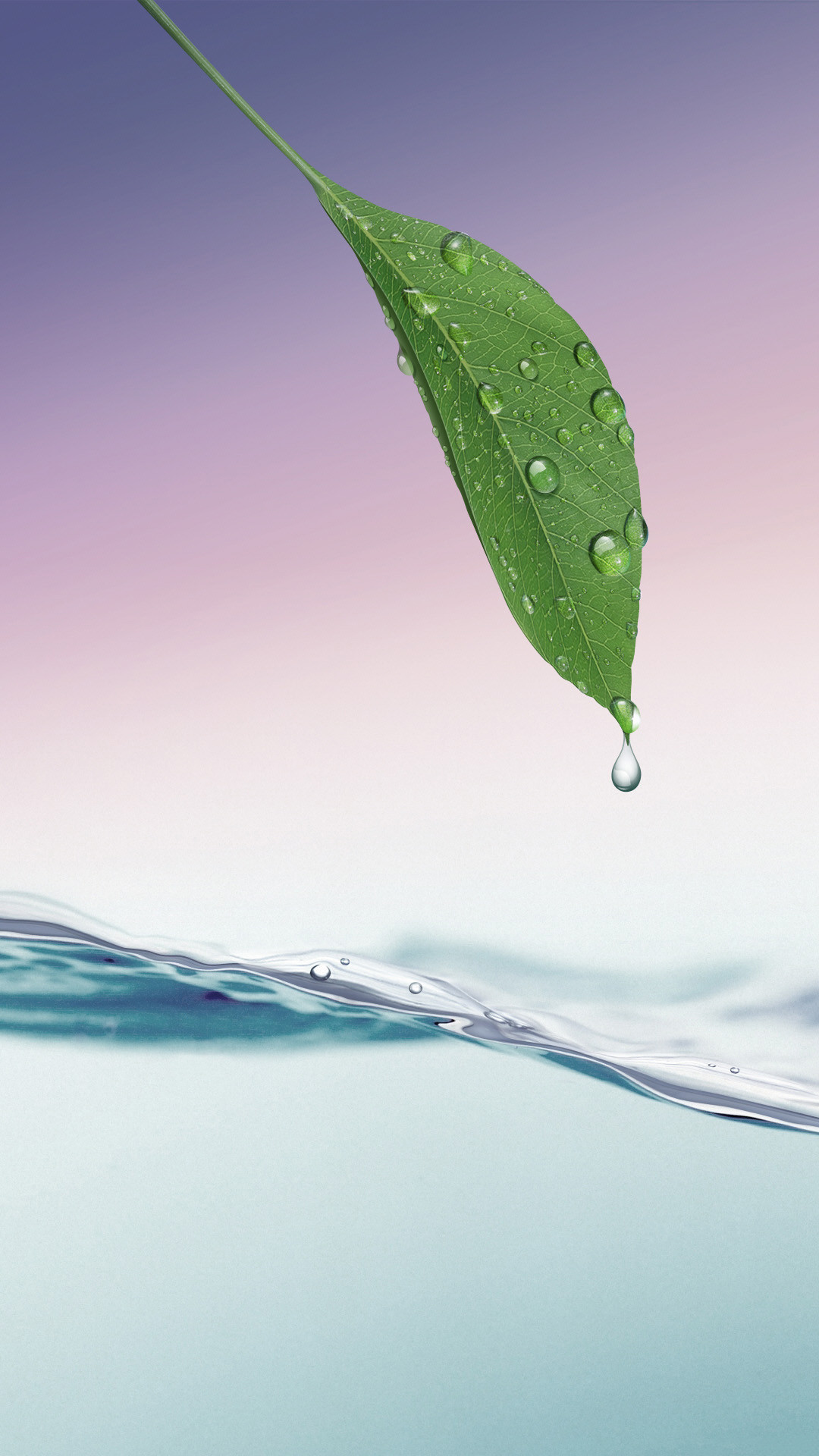 Green Leaf Dew HD Water Lockscreen Android Wallpaper