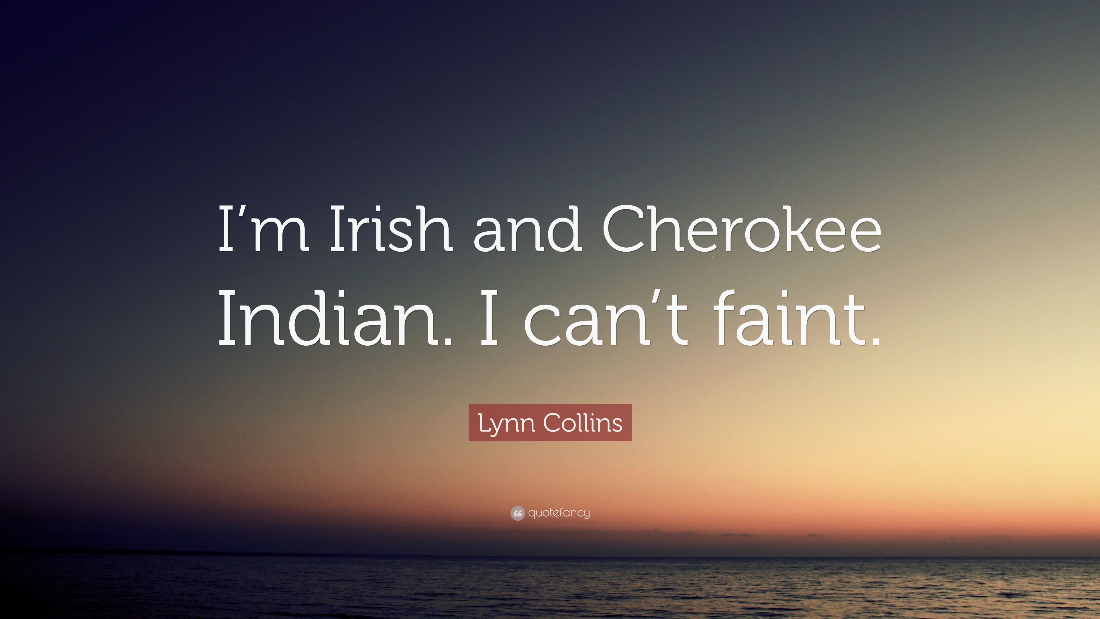 Lynn Collins Quote Im Irish and Cherokee Indian. I can