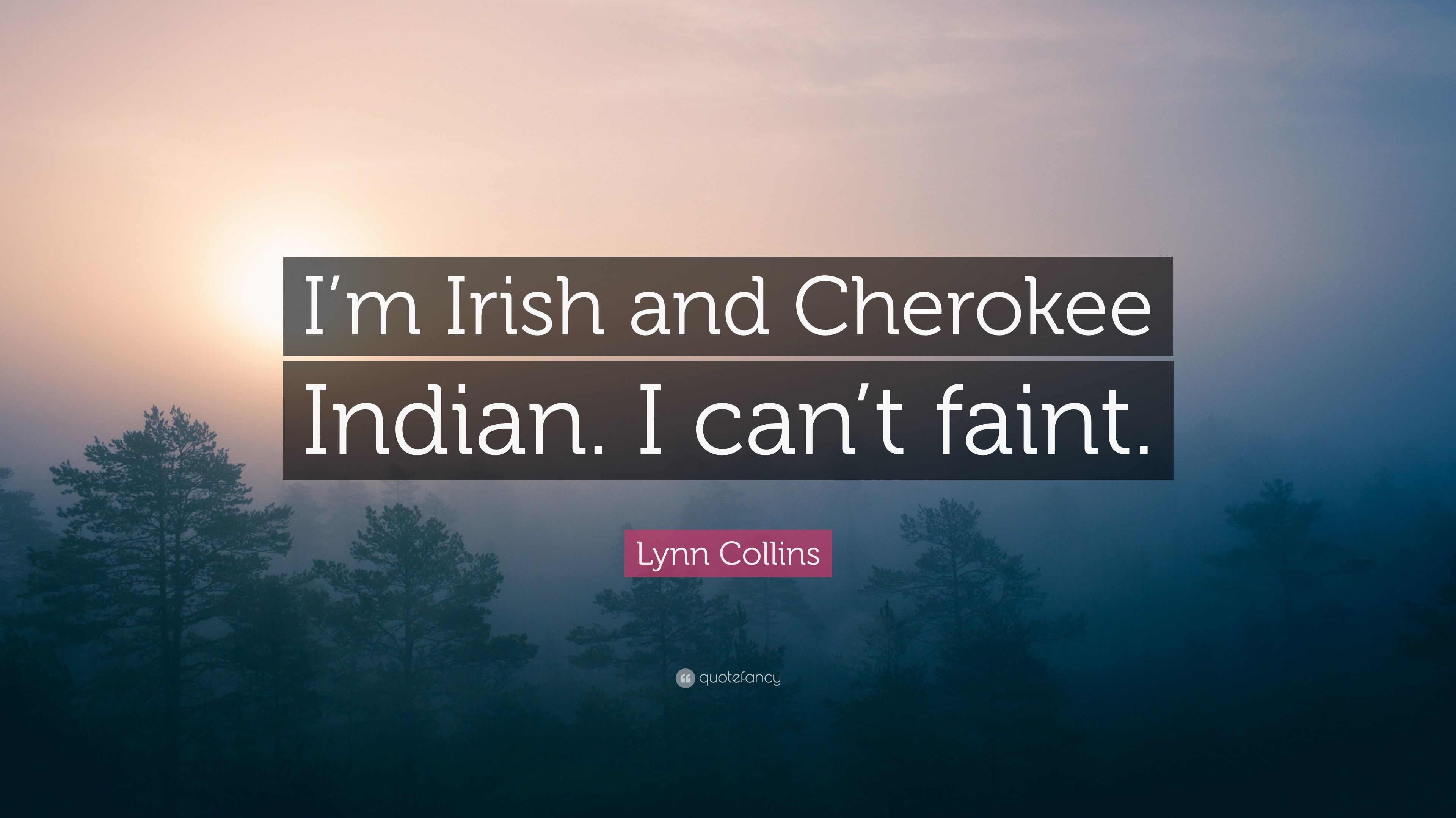 Lynn Collins Quote Im Irish and Cherokee Indian. I can