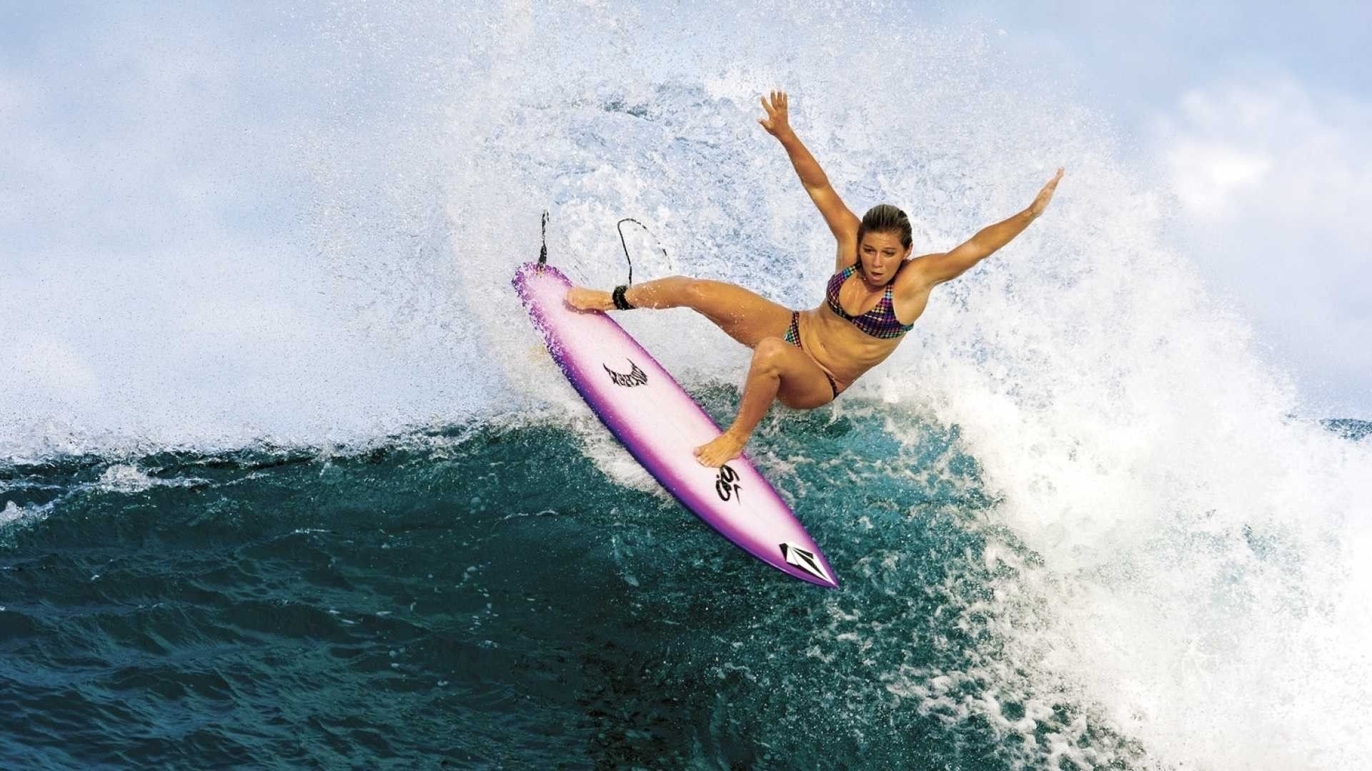 Beautiful Girl Surfing Wallpaper image