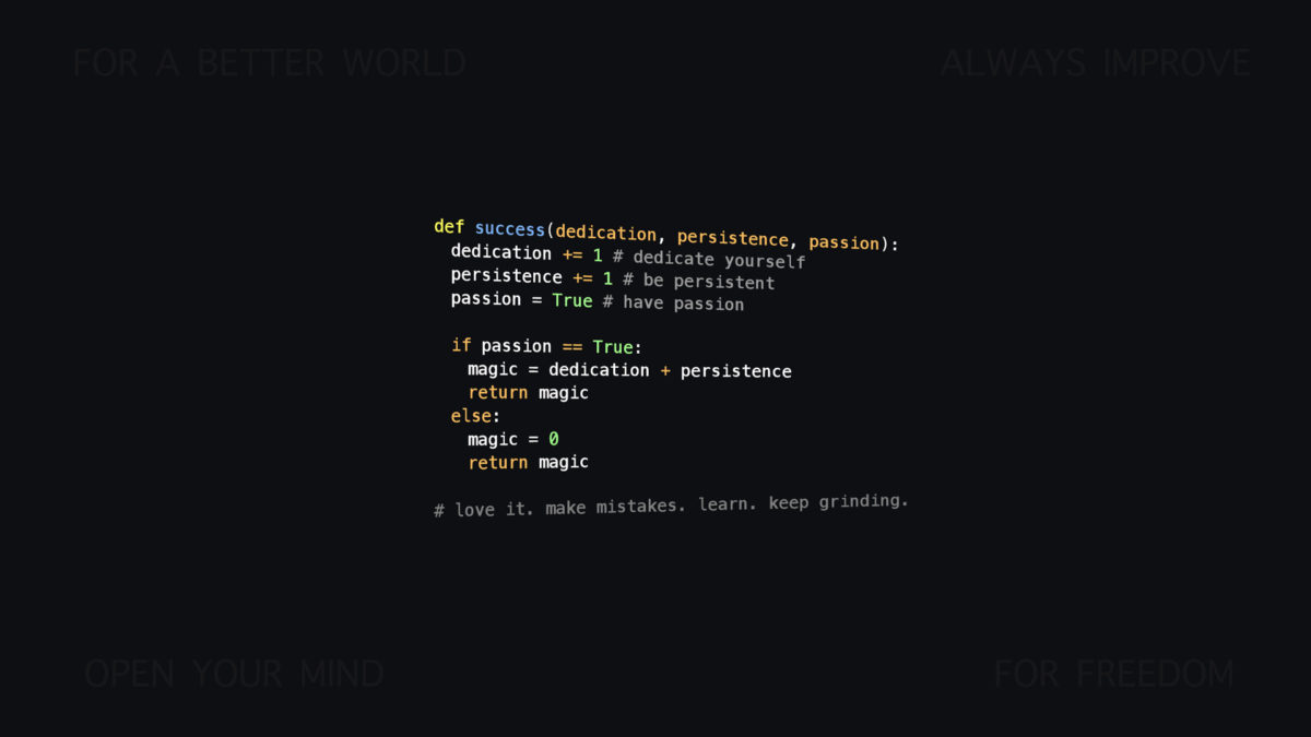 Motivational Python / programming wallpaper 1920×1080. Let me know