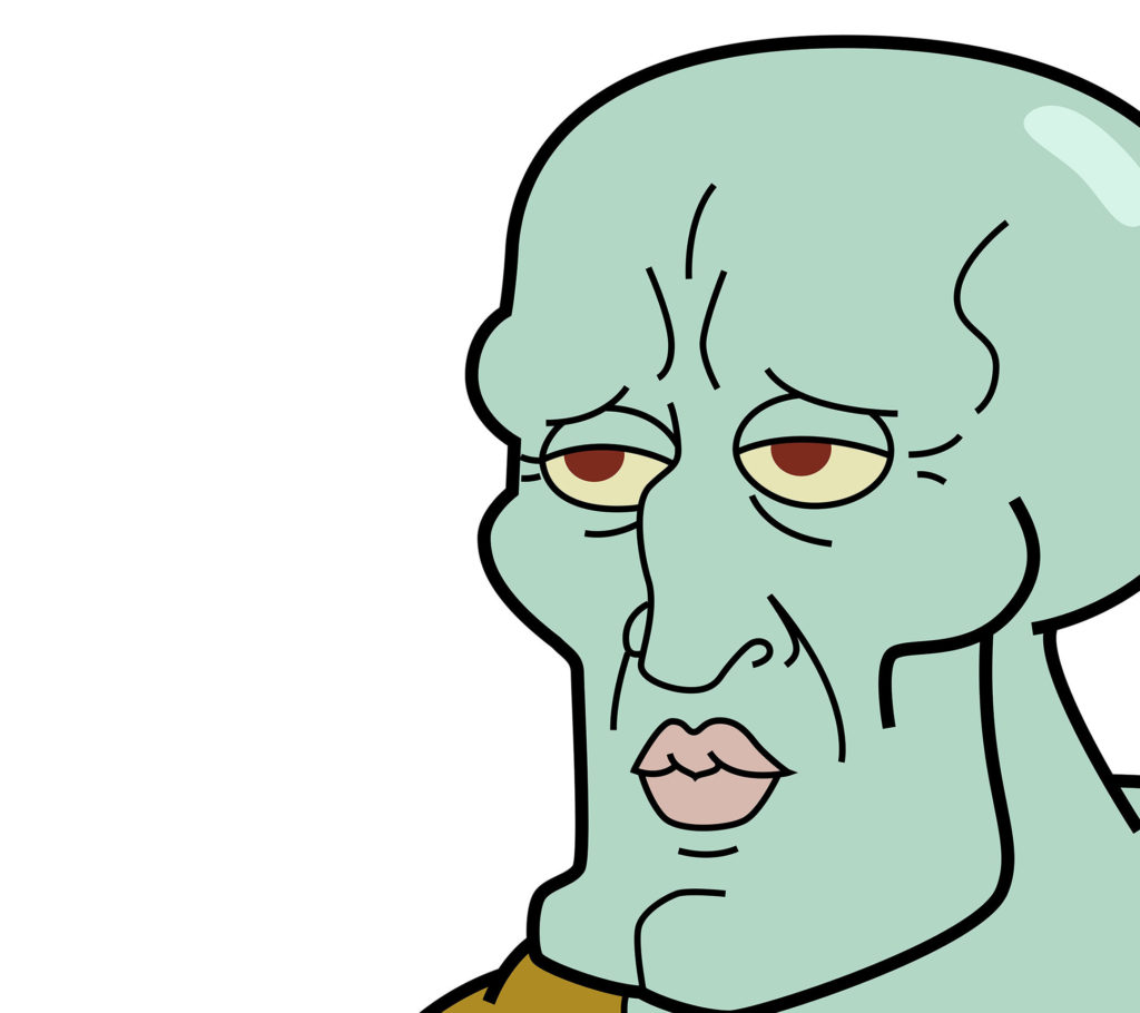 Handsome Squidward on white background Wallpaper