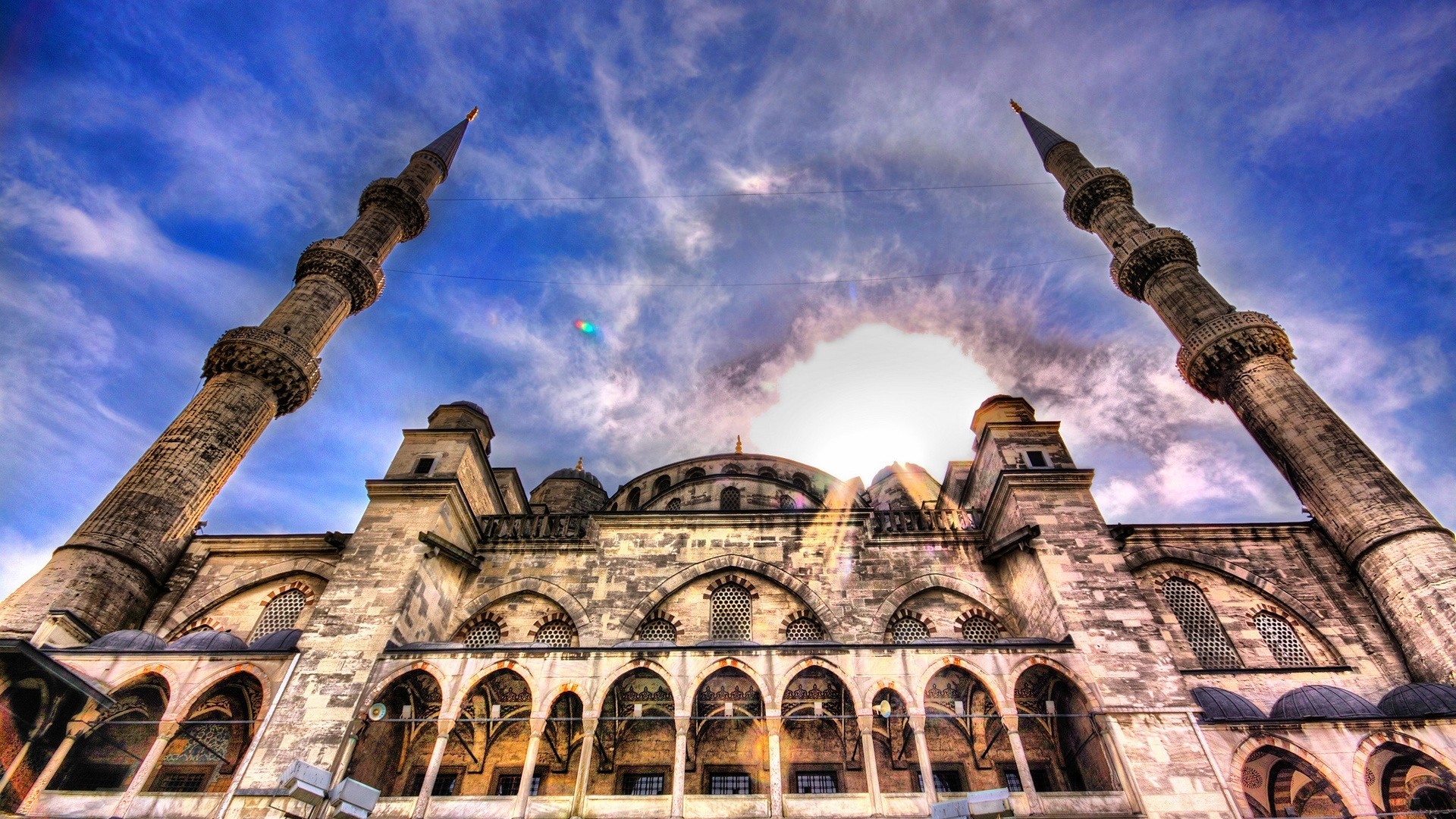 Preview wallpaper mosque, sky, architecture, hdr 1920×1080