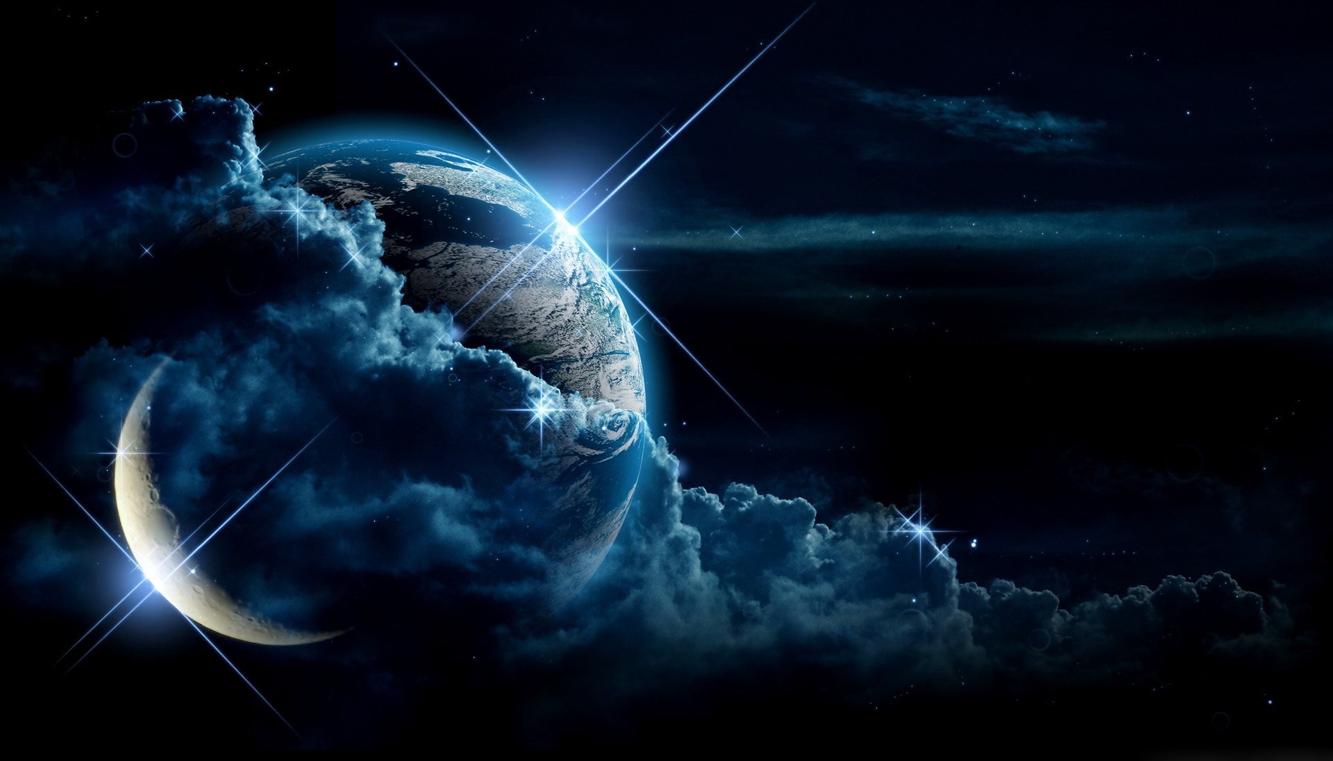 Space, Stars, Moon, Earth, Clouds Wallpapers HD / Desktop and Mobile Backgrounds