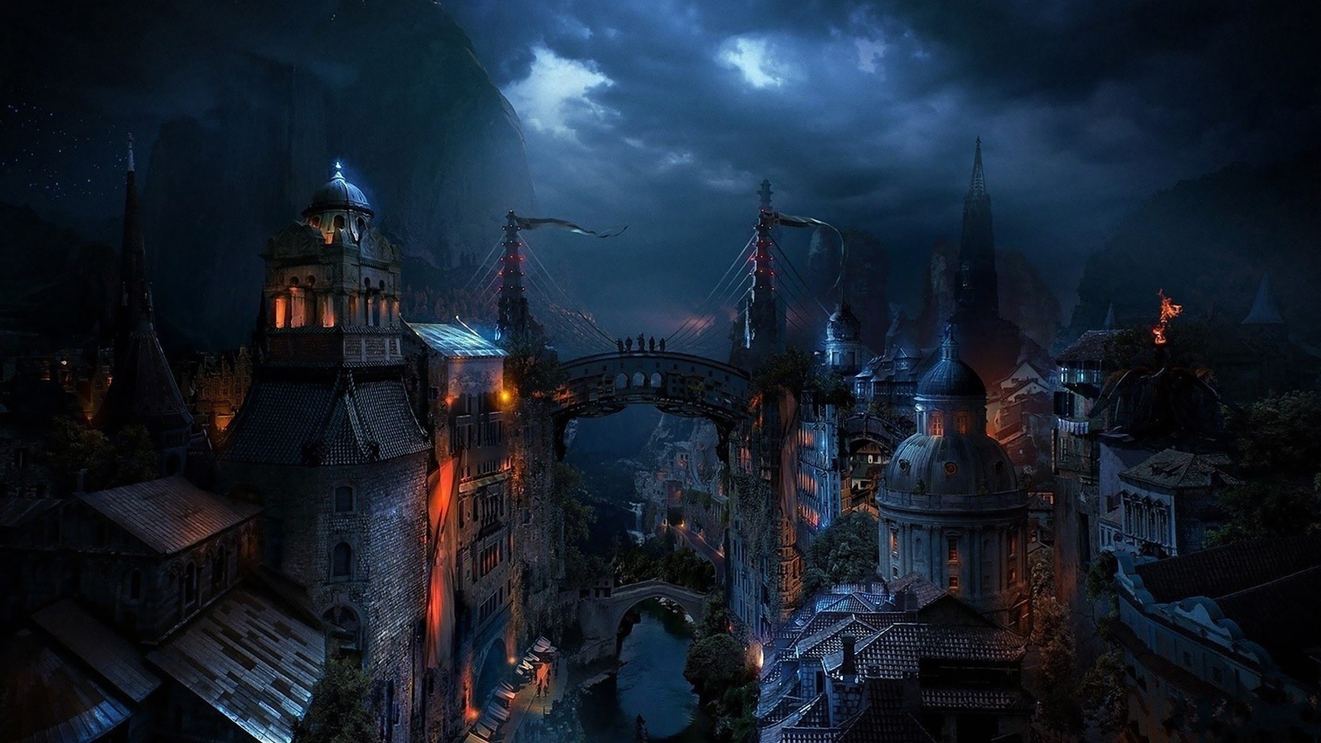 Image – Dark medieval city fantasy hd wallpaper 1920×1080 2069 Constructed Worlds Wiki FANDOM powered by Wikia