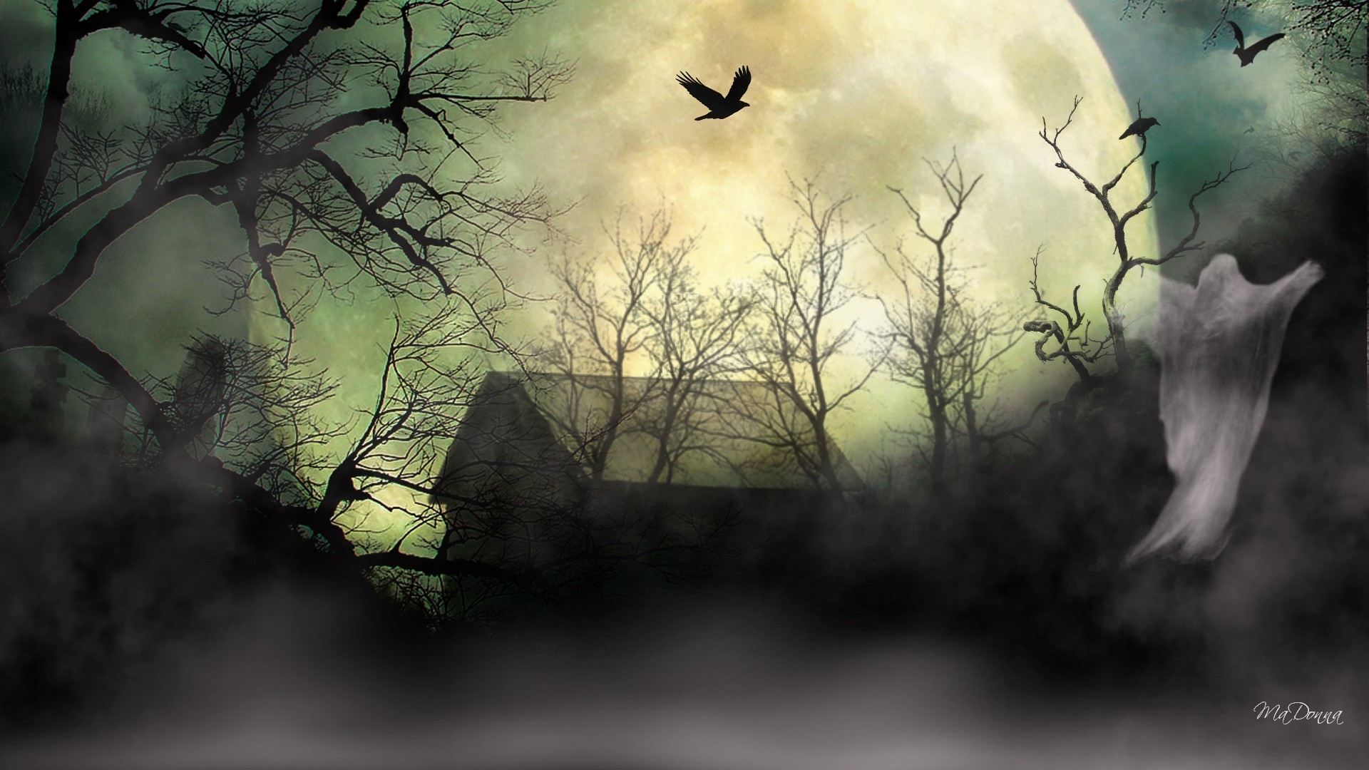 Ghoulish Tag – Dreadful Mist Spooky Weird Halloween Uncommon Trees Full Barn Quaint Enigmatic Fearsome Horrible