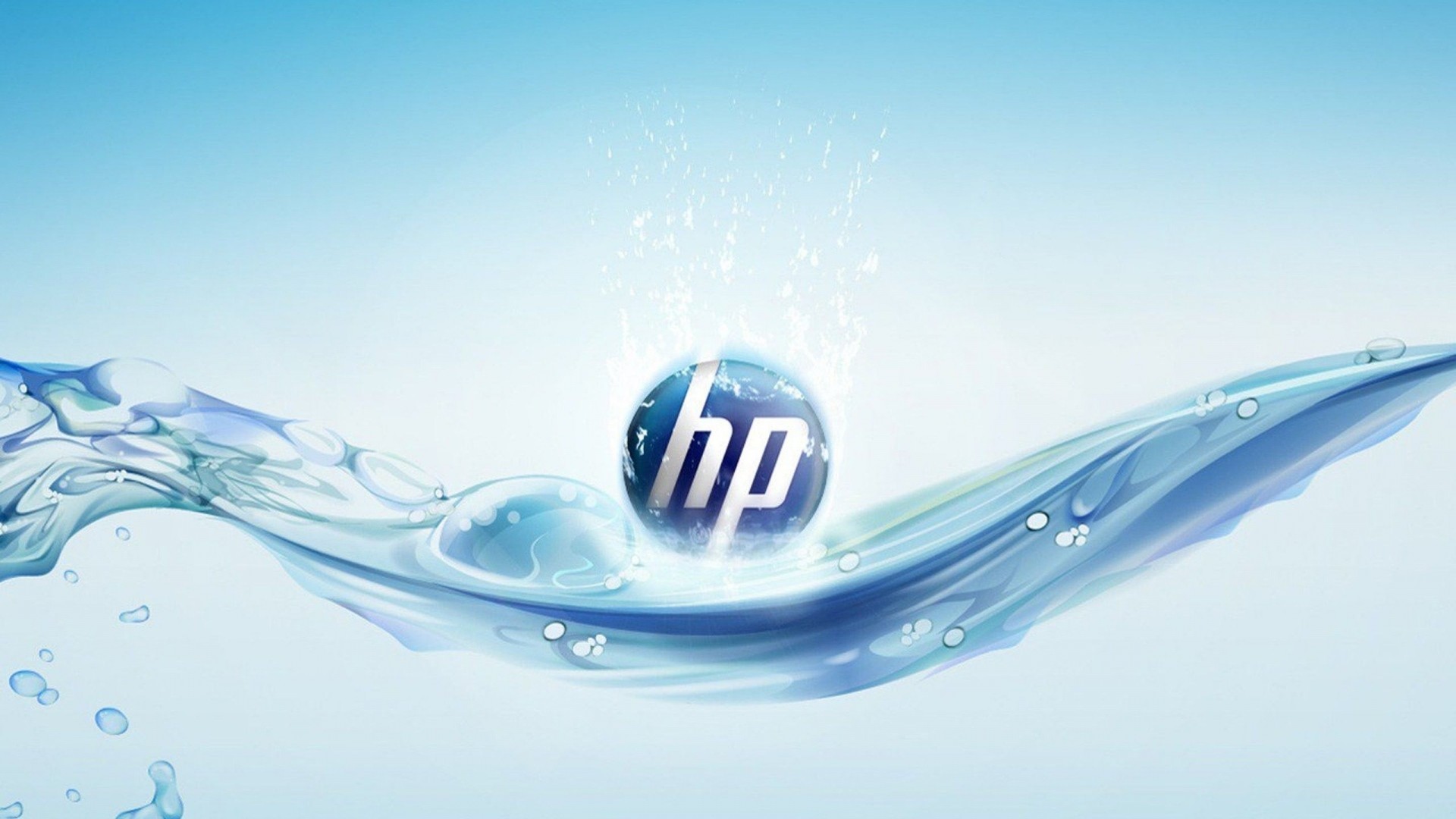 Preview wallpaper hp, computers, logo, water 1920×1080