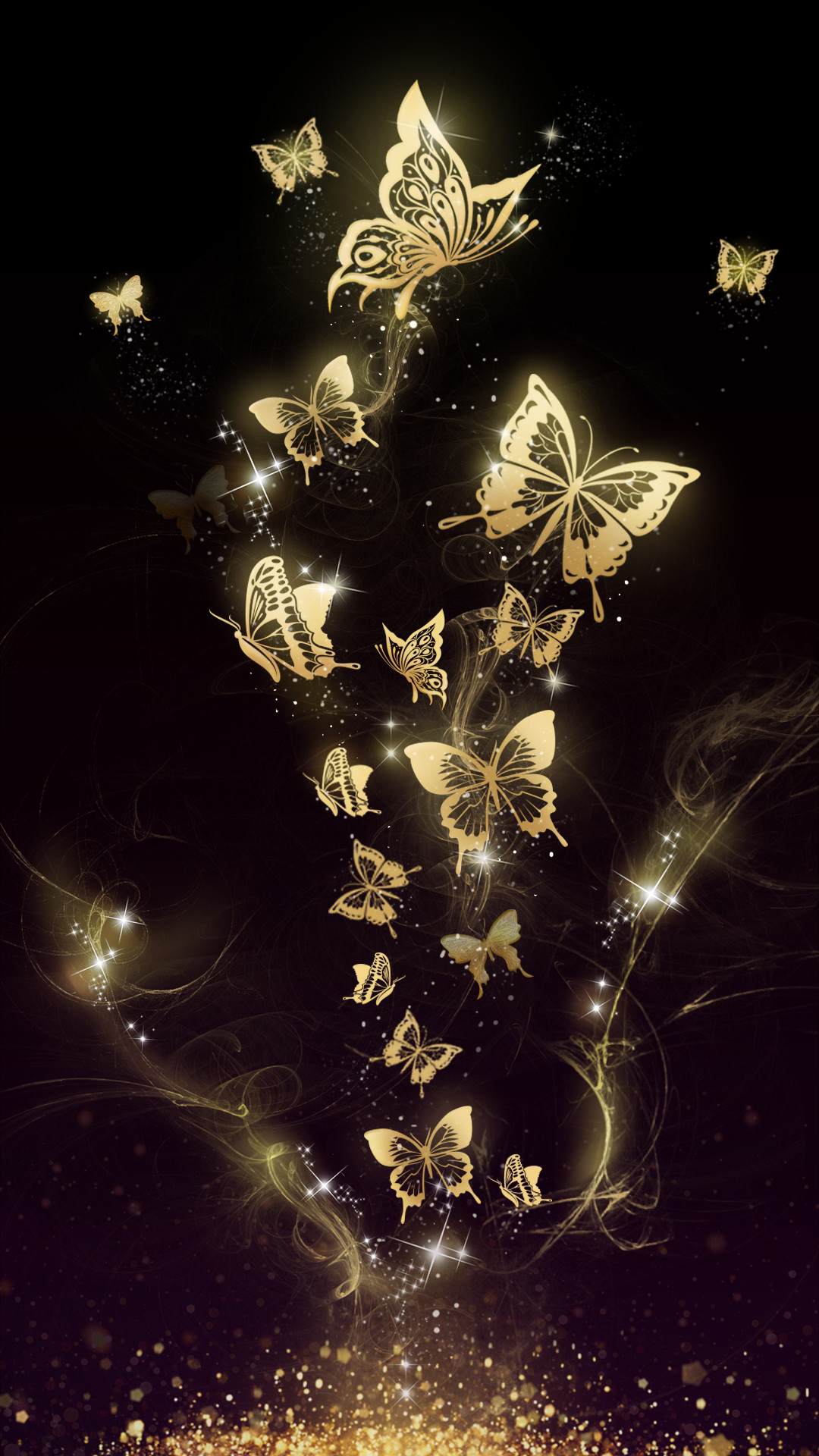 Beautiful golden butterfly live wallpaper Android live wallpaper / background It is originally designed