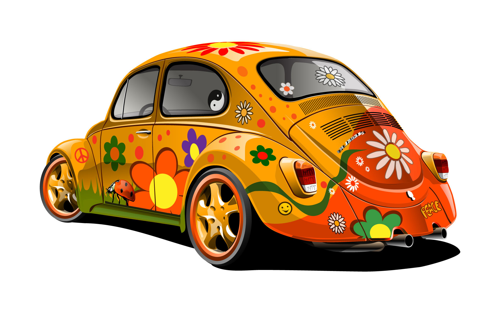 Colorful Abstract Flowers Gallery Vector Hippie Vw Beetle Free 399754 Wallpaper wallpaper