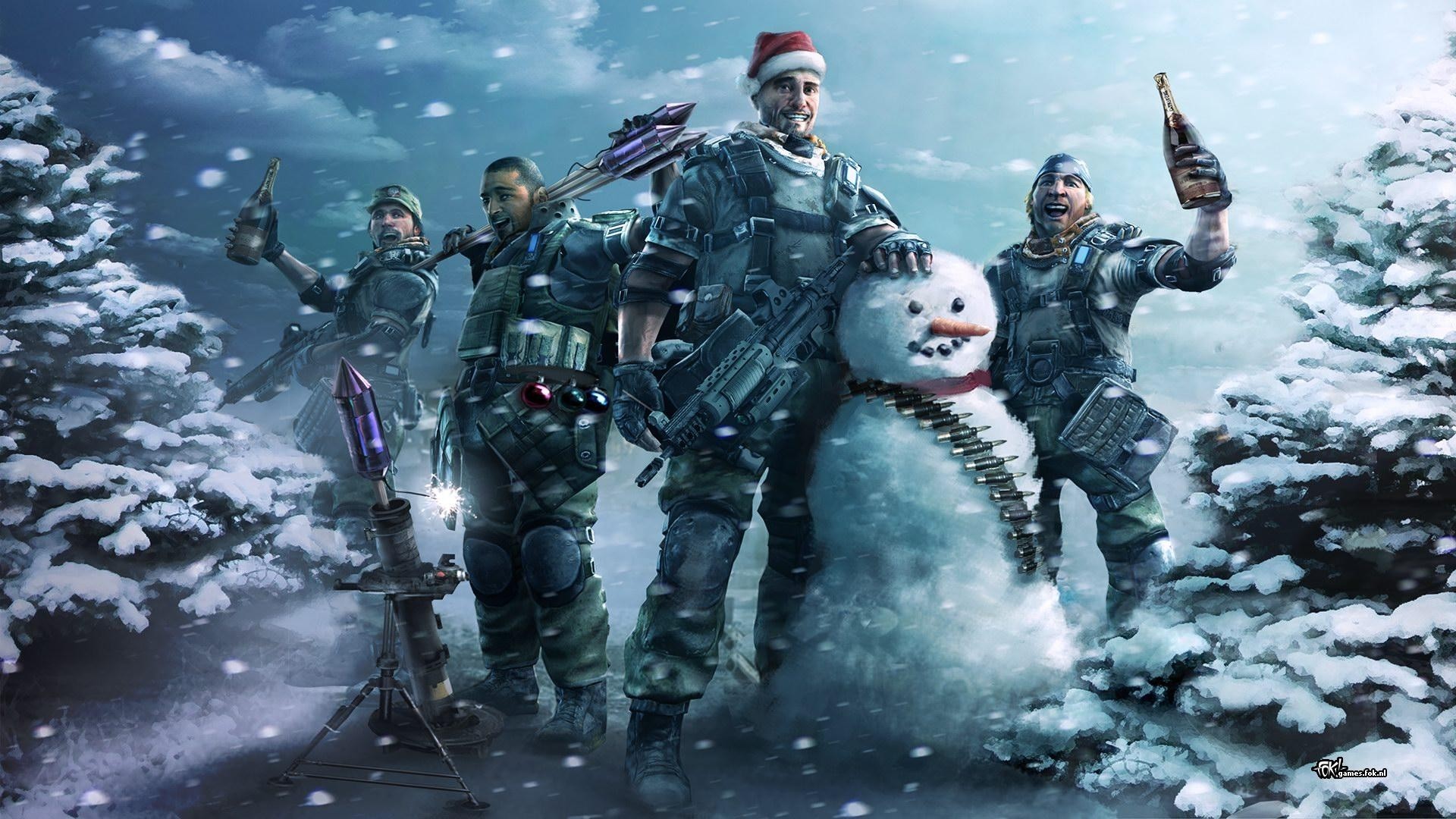 Adorable Killzone Snowman Soldiers Joy Snow Wallpaper Wallpaper