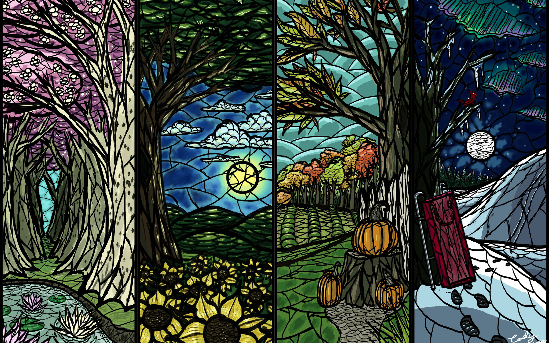 The Four Seasons Panels wallpapers and stock photos