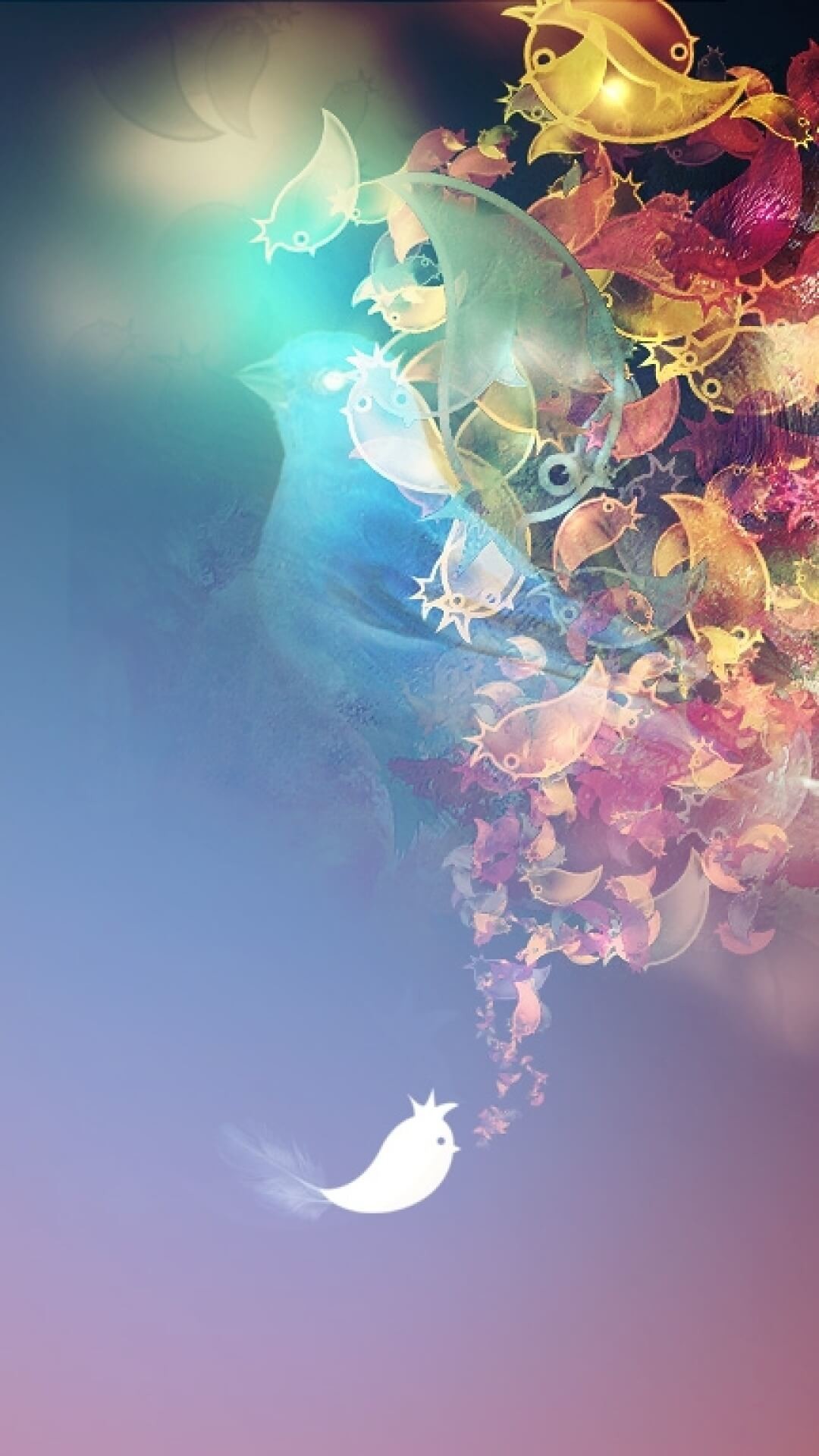 Flowers with birds abstract wallpaper