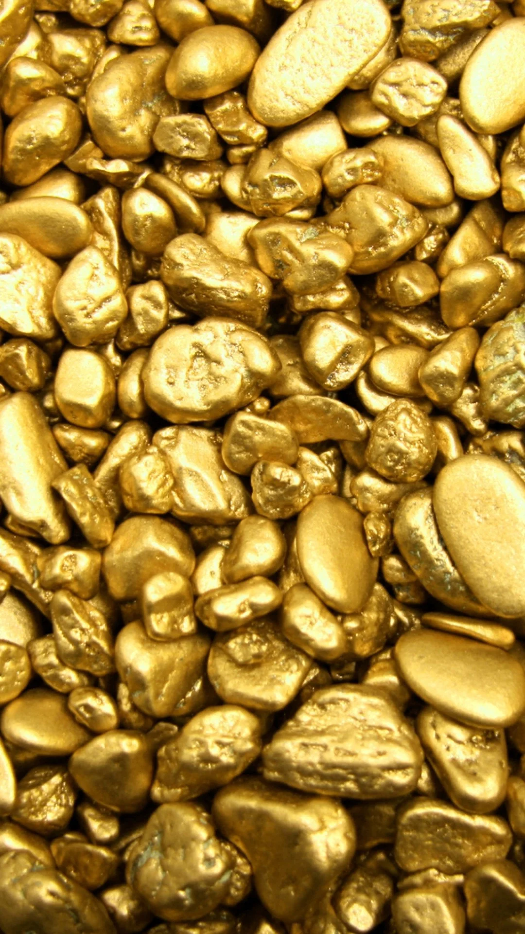 Preview wallpaper gold, stones, bullion, pebbles 1080×1920