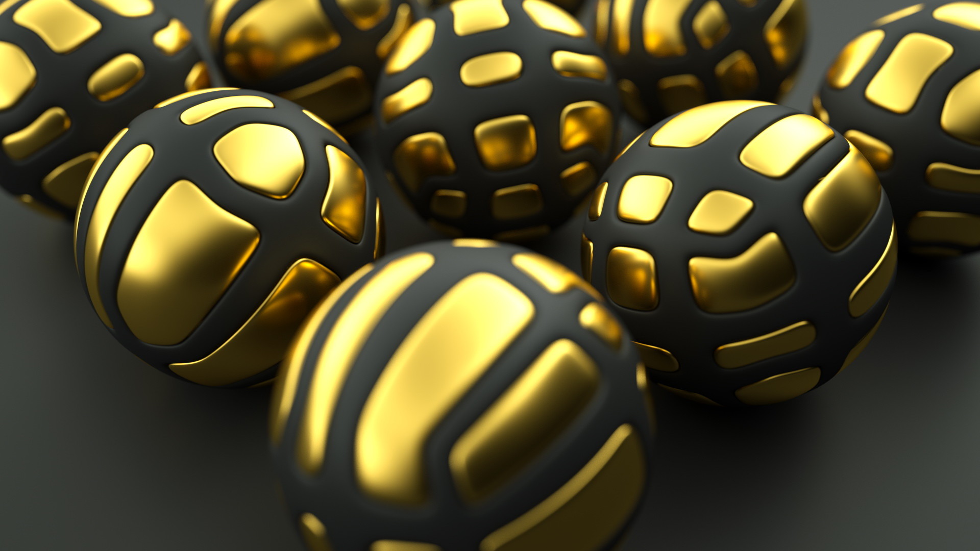 Golden Black 3D Sphere Wallpapers