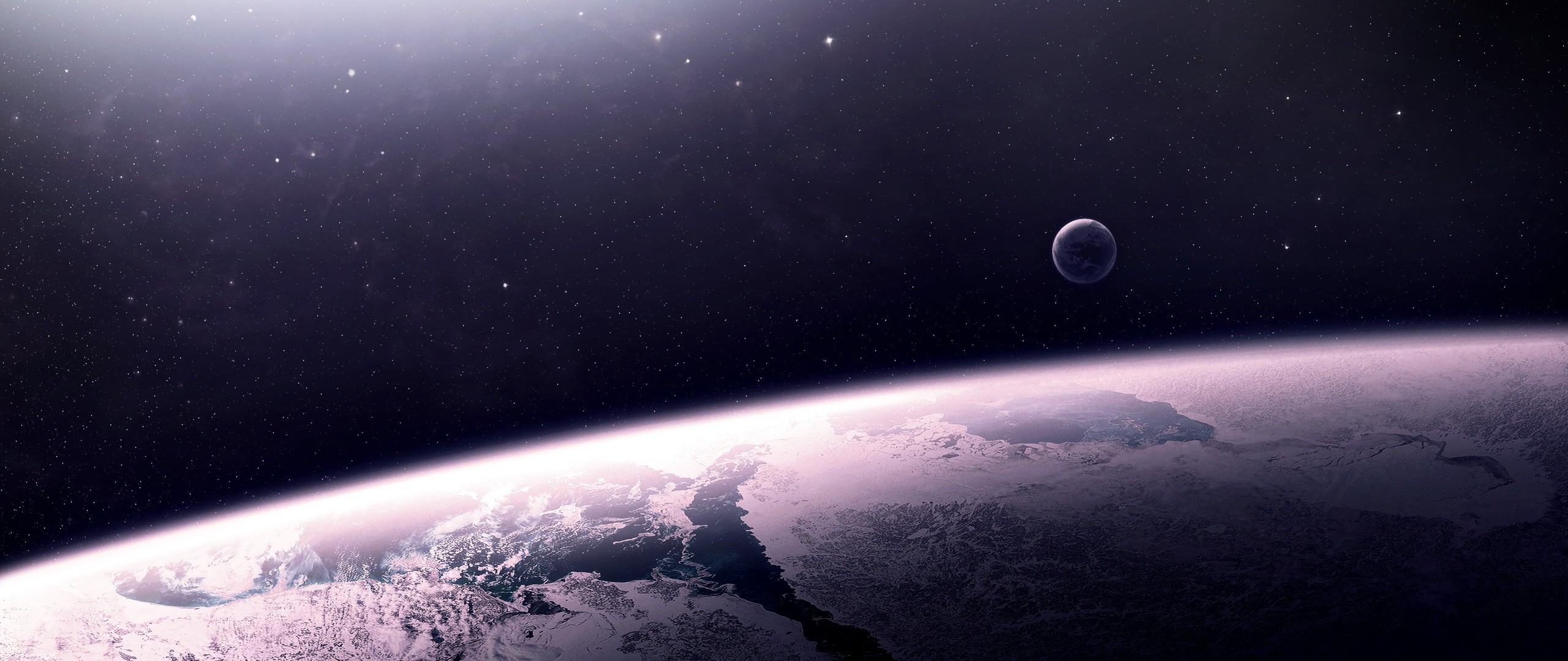 Preview wallpaper star, relief, planet, space 2560×1080