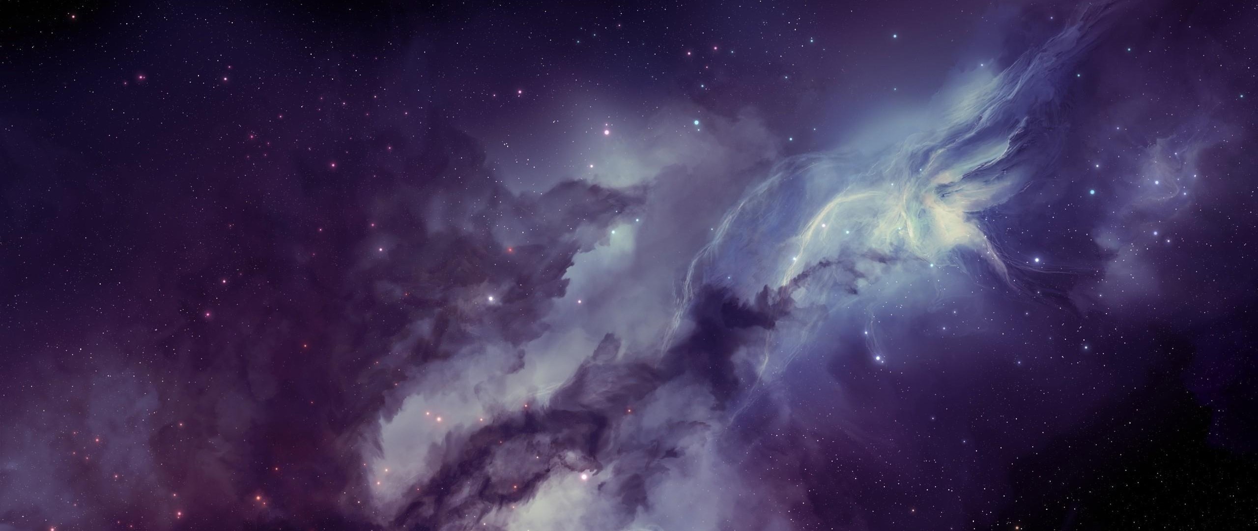 Preview wallpaper galaxy, nebula, blurring, stars 2560×1080