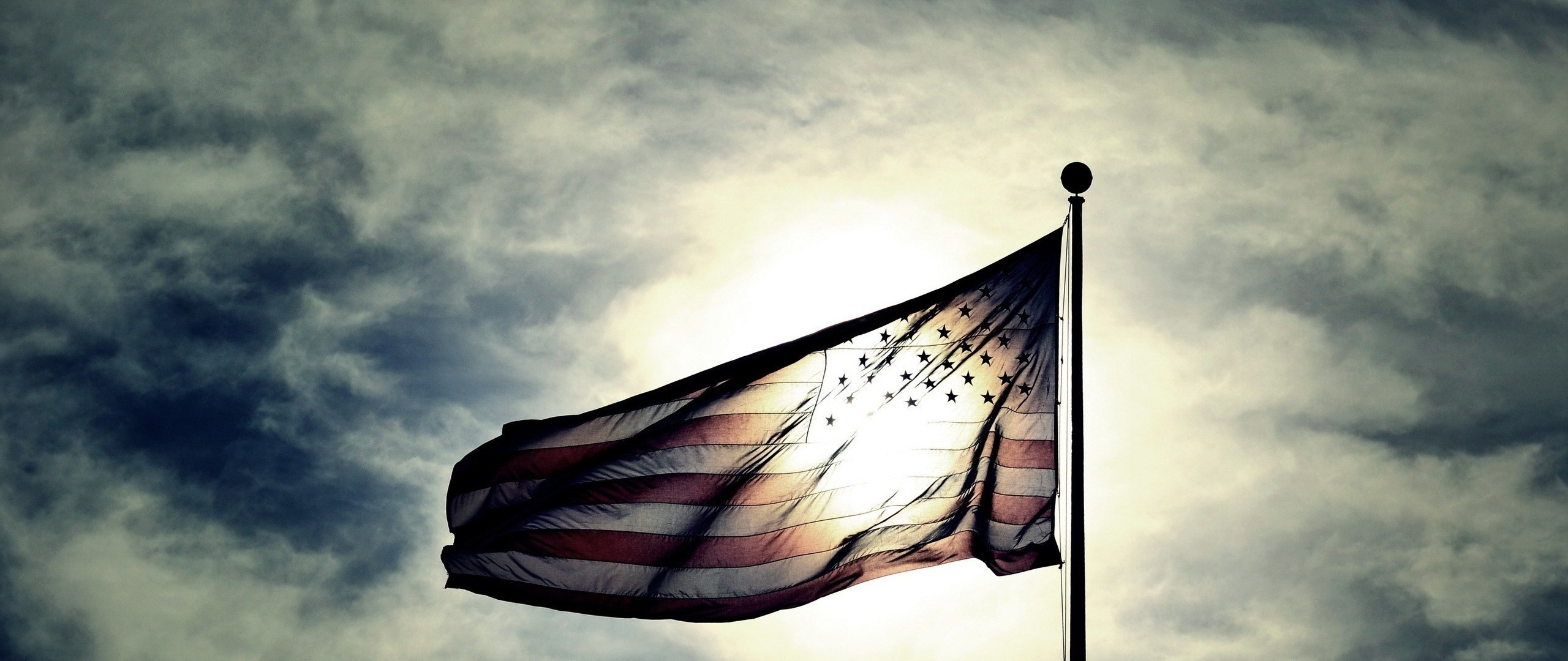 Wallpaper usa, flag, sky, night, clouds