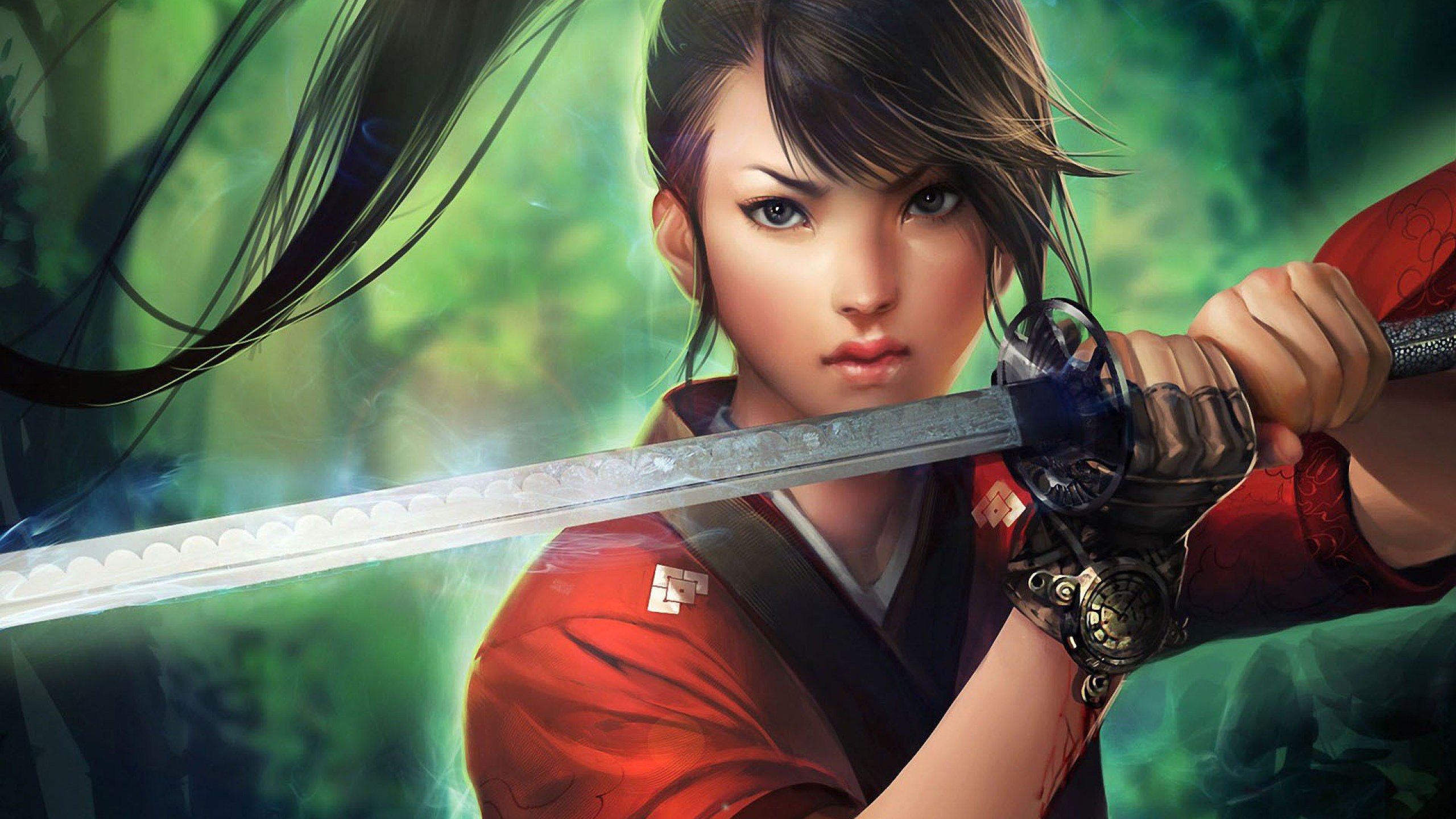 Arte Girl Katana Espada Cauda Luva Sangue Magic 1440×2560 Katana girl Samurai, Ninja,