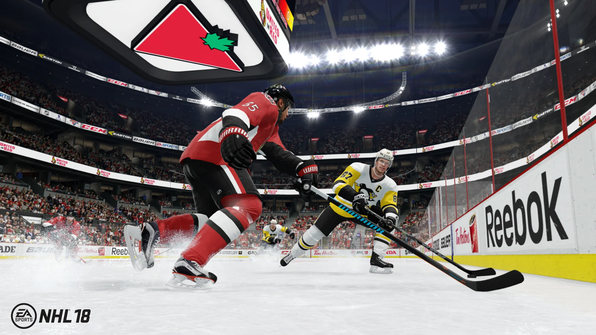 NHL 18 – Eric Karlsson using Defensive Skill Stick to hold off Sidney Crosby