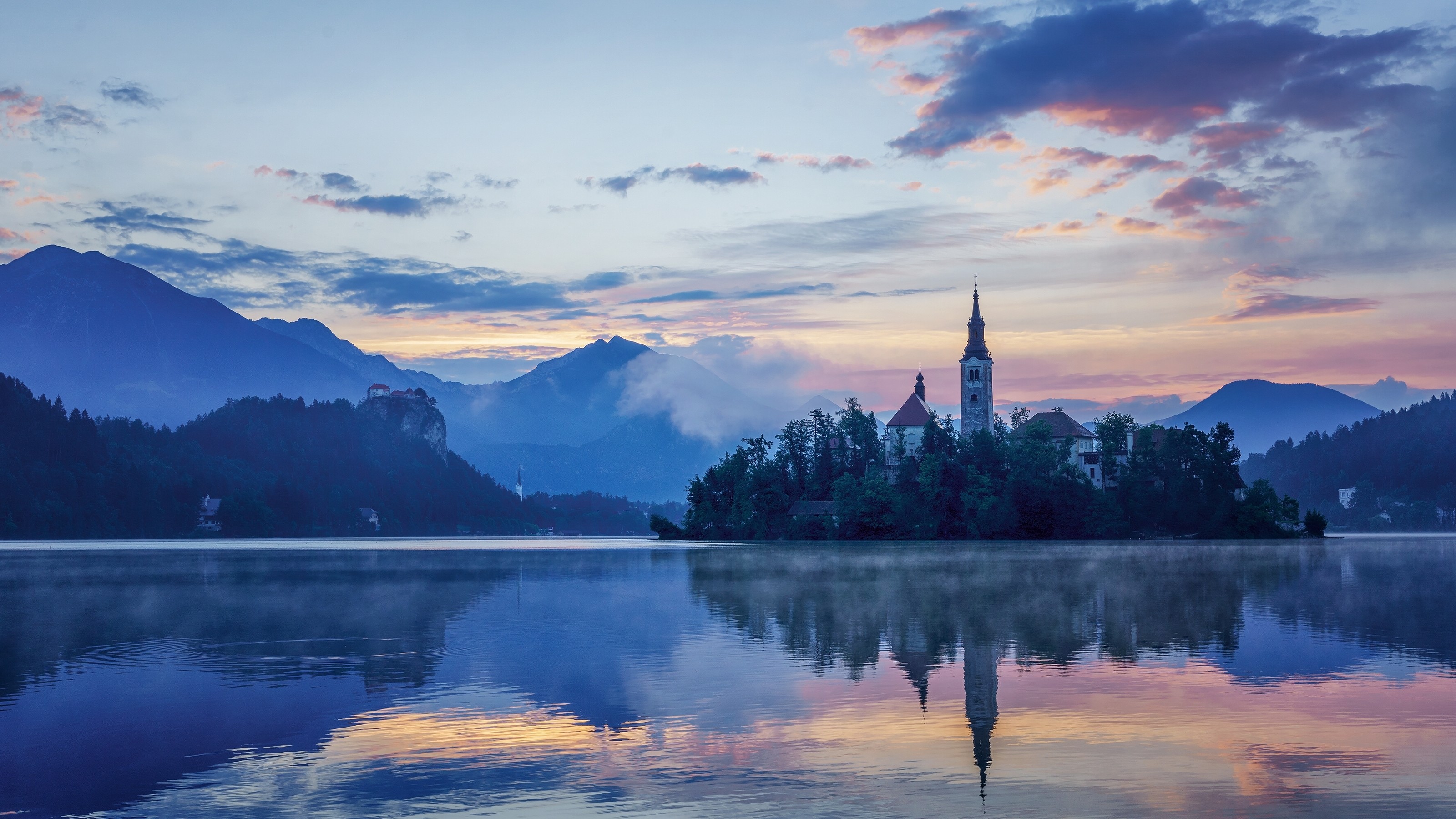 Picture Slovenia Lake Bled Nature Sky Temples 3200×1800