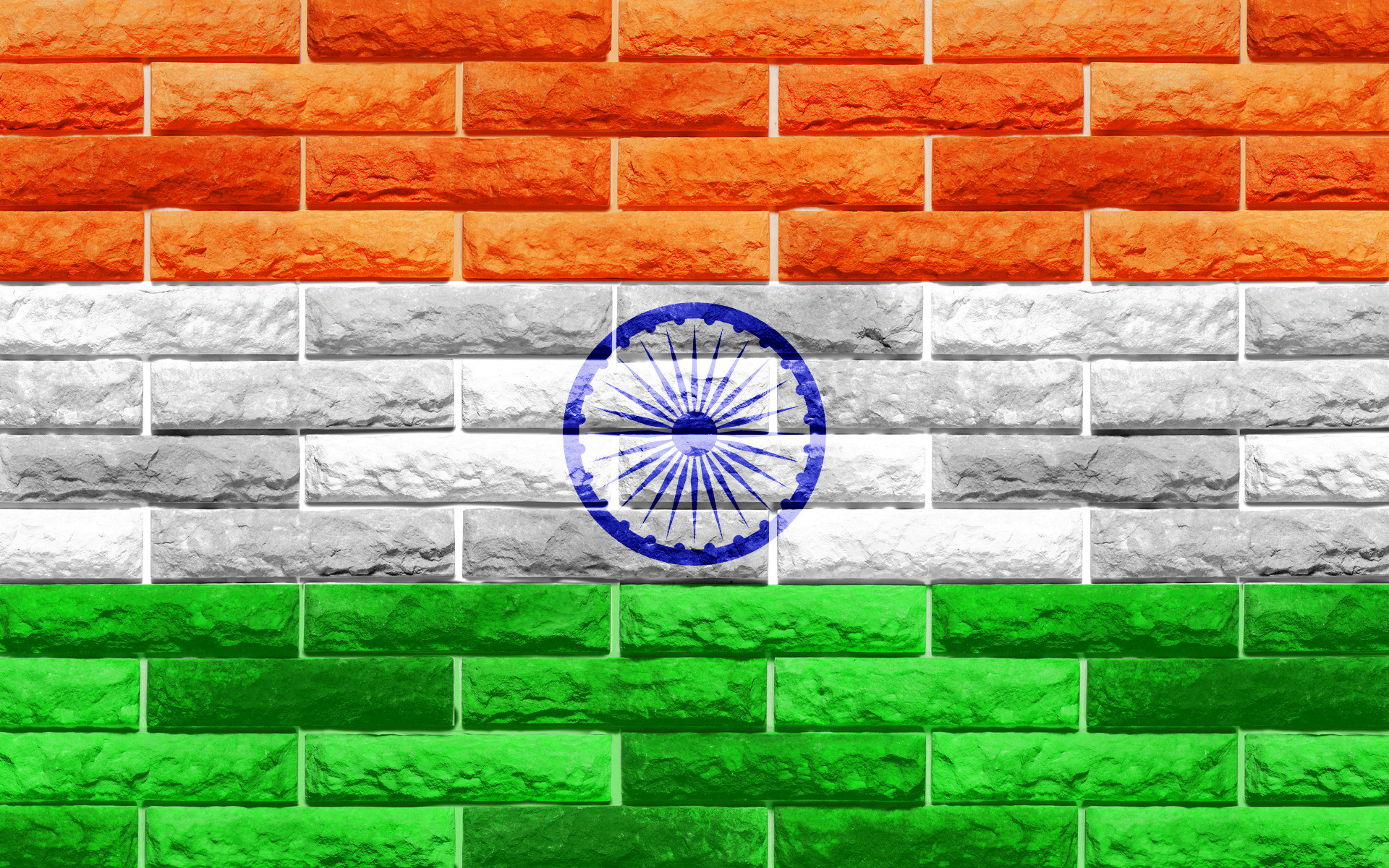 Flags of Countries Three Colors as Flags of India Symbol Brick in 3D
