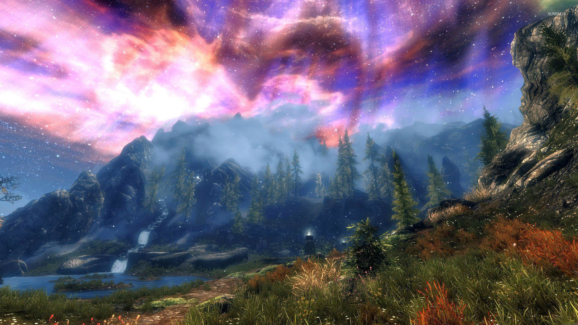 Amazing sky in The Elder Scrolls V Skyrim wallpaper jpg