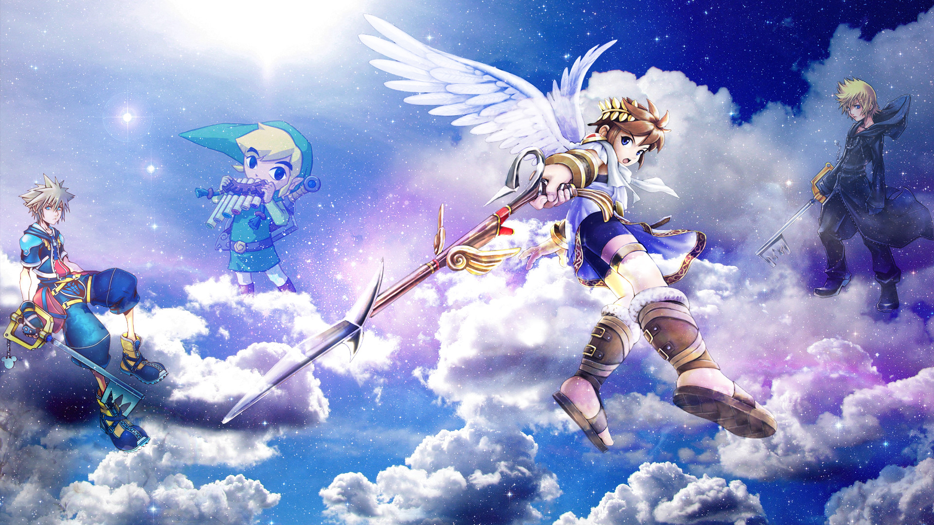 Kid Icarus, Zelda and Kingdom Hearts Wallpaper by zeypher c