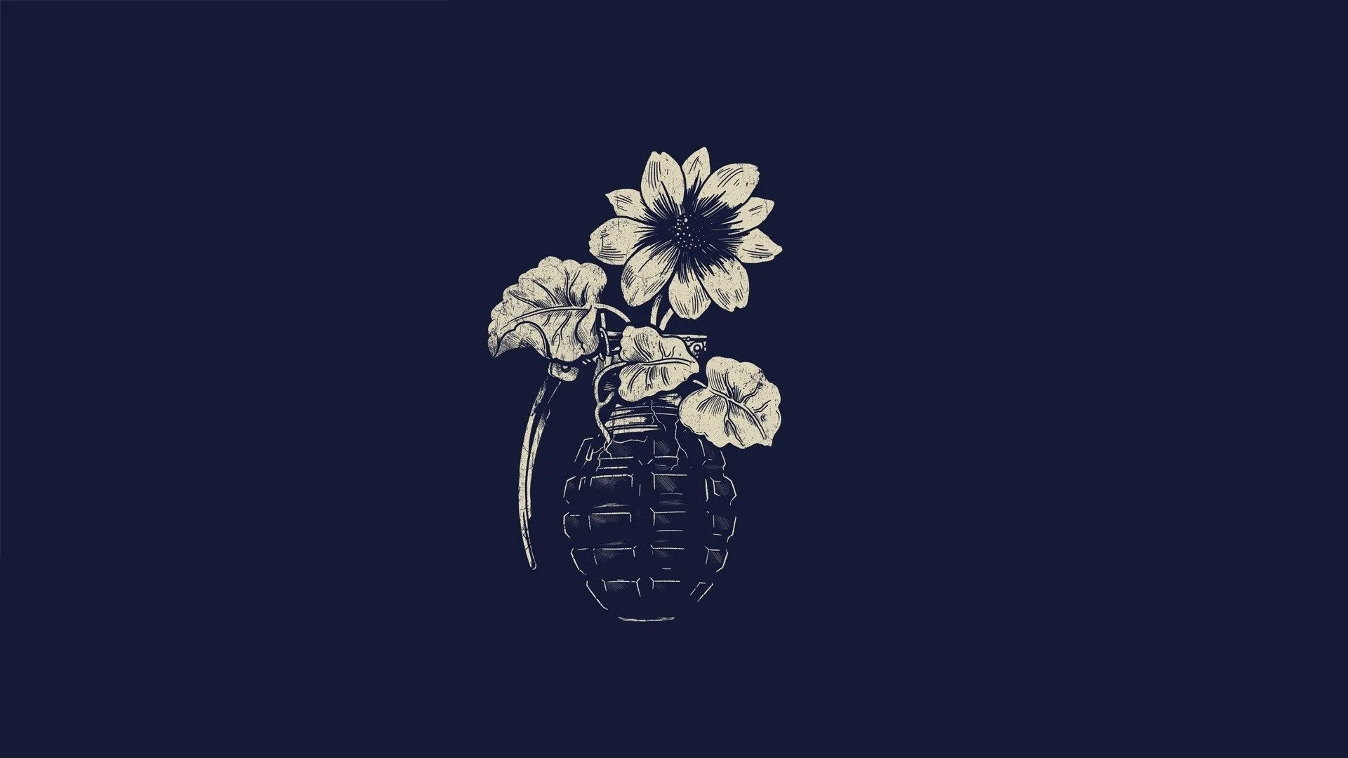 Artwork Flowers Grenades Minimalistic Simple Background Simplistic