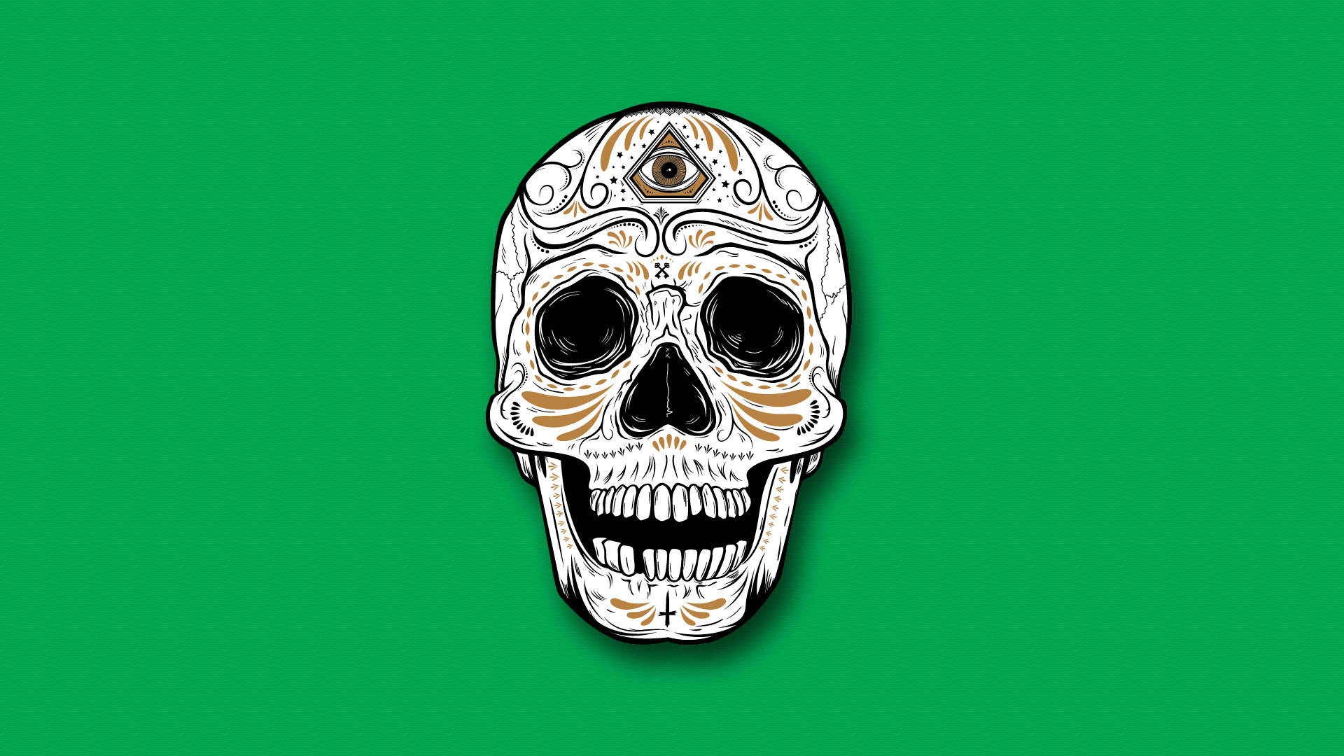 Day Of The Dead Skull Green HD Desktop Mobile Wallpaper Background