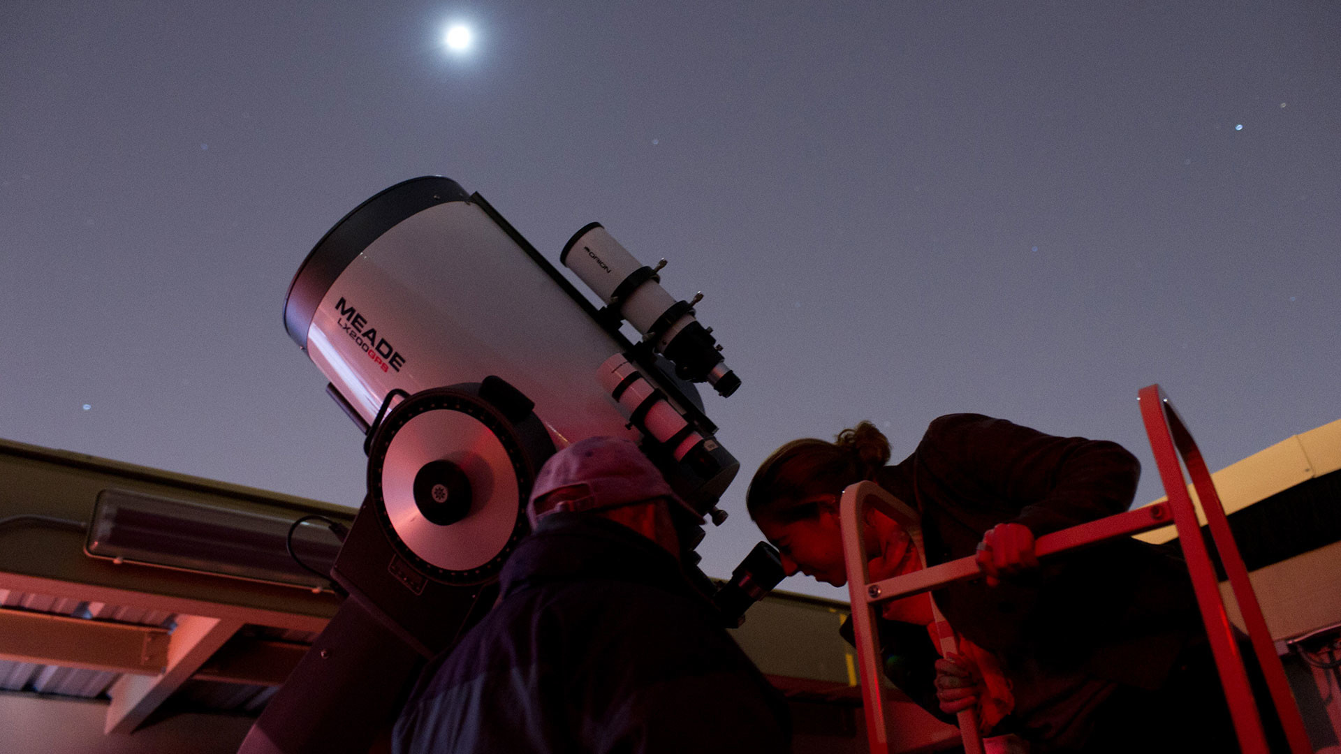 Photo – Meade telescope at dusk in the Georgia Tech observatory
