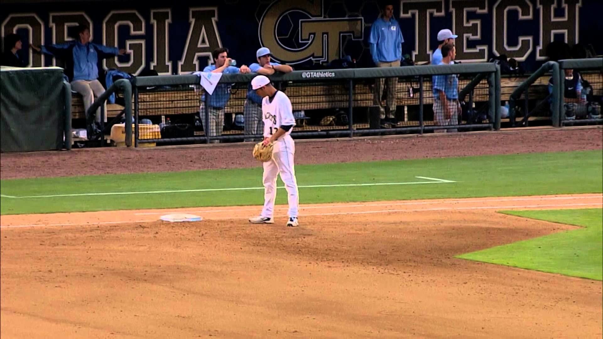 Georgia Tech Baseball Connor Justus makes Jeter esque Jump Throw at Shortstop