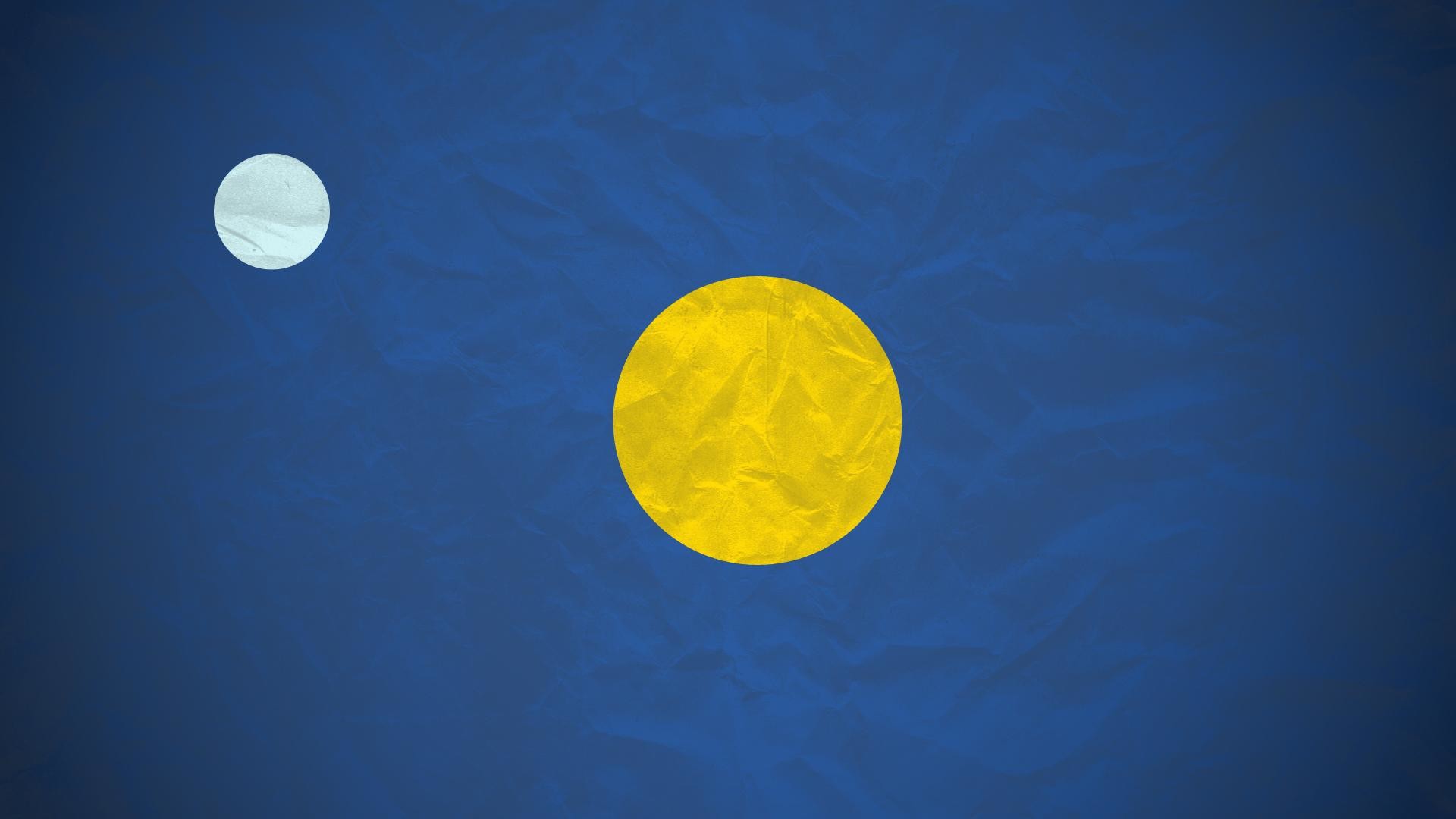 My first attempt at a minimalist wallpaper The Sun and the Moon 1920×1080