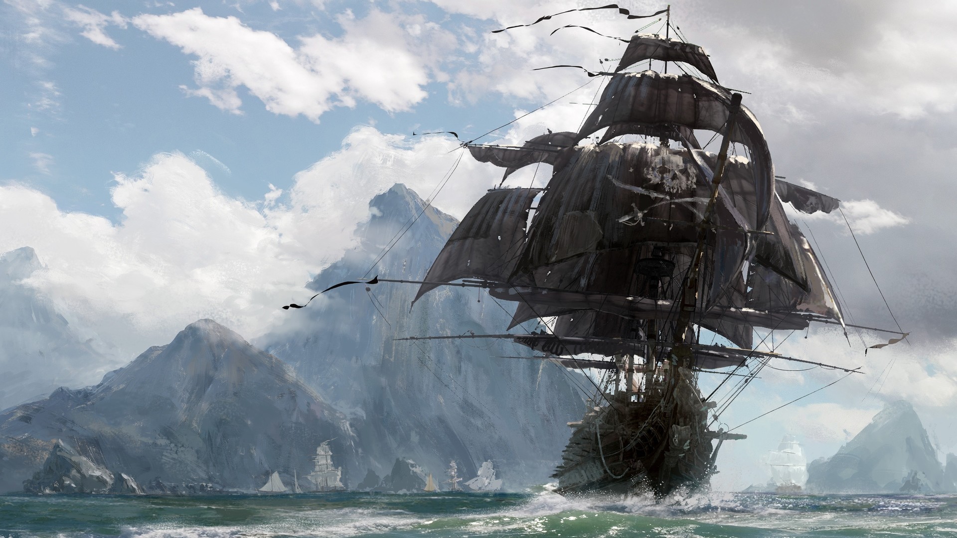 General video games Skull Bones sea mountains pirates Pirate ship