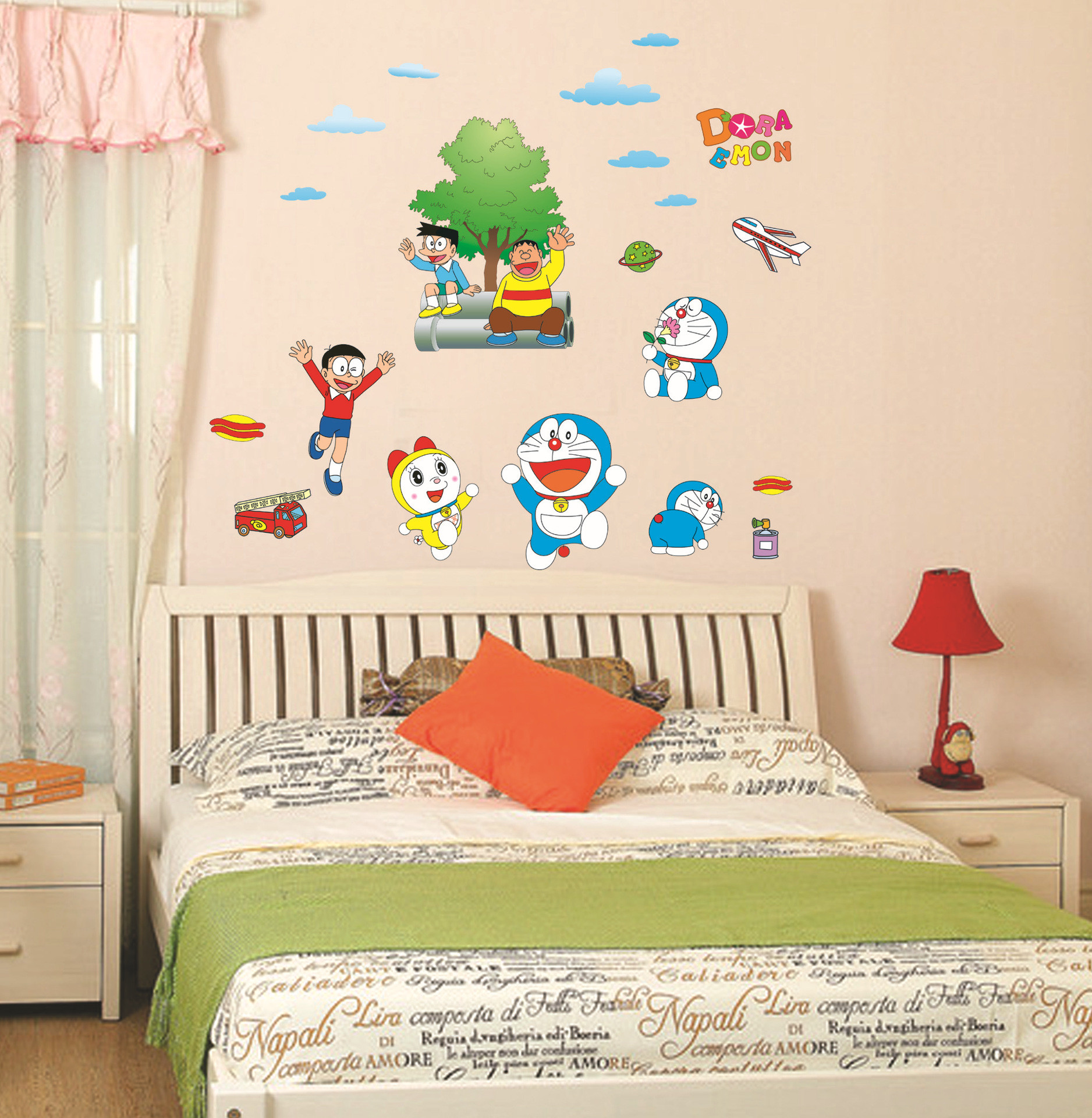 Cute Boy Nobita Nobi Cartoon Decoration Stickers Doraemon Originality Childrens Baby Room Waterproof Mural Wallpaper Home