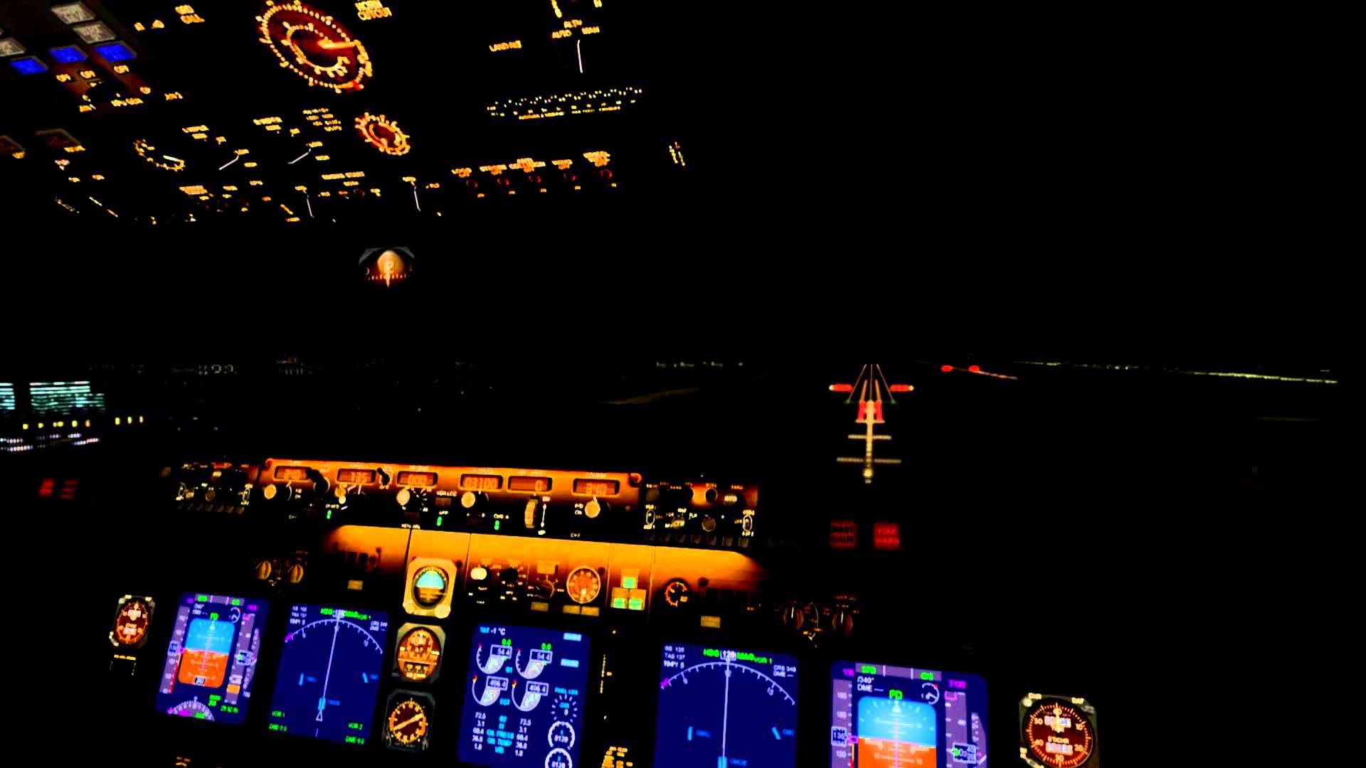 FSX HD boeing 737 600 cockpit night landing – YouTube