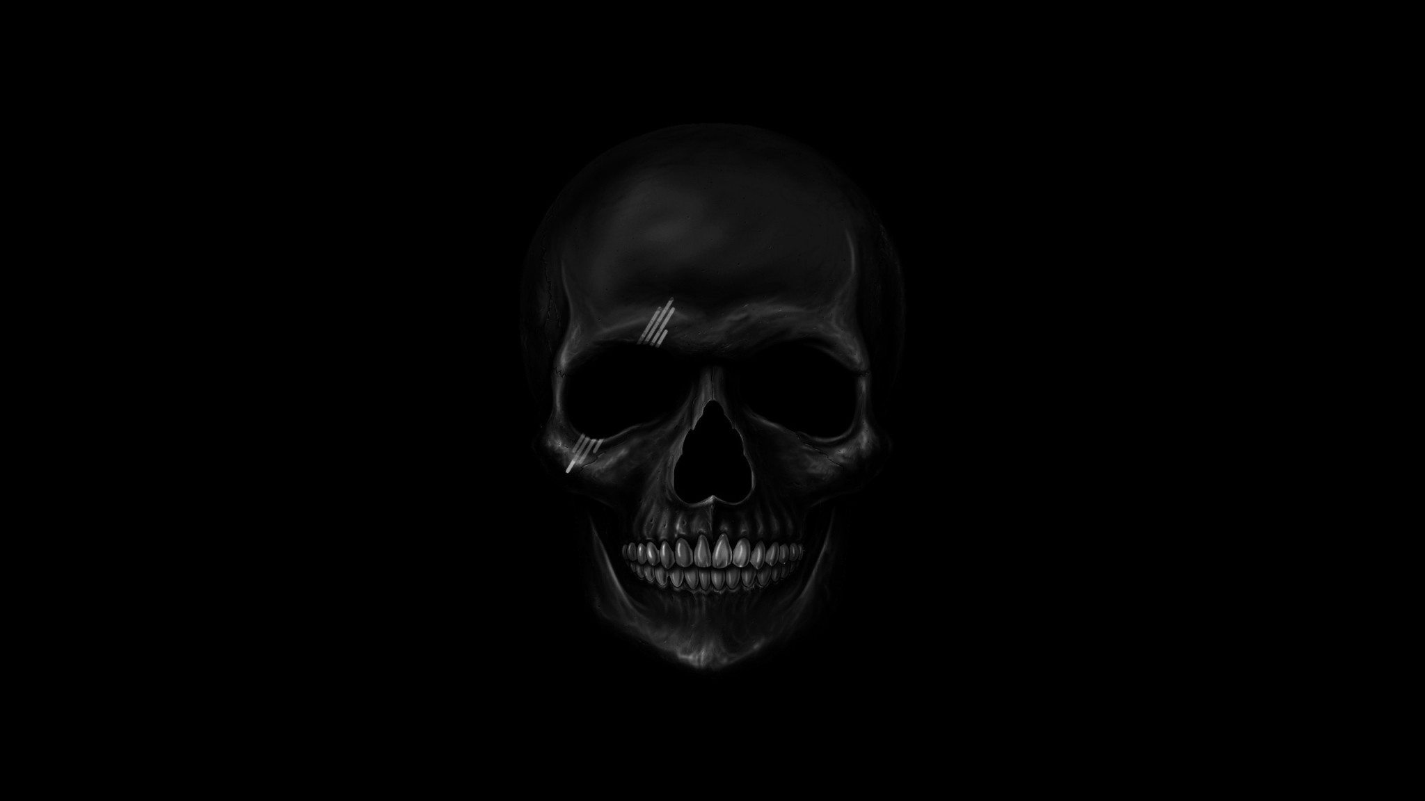 Preview wallpaper skull, art, teeth, bones 2048×1152