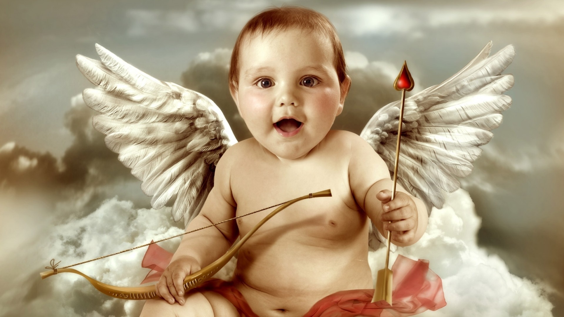 Preview wallpaper angel, arrow, baby 1920×1080