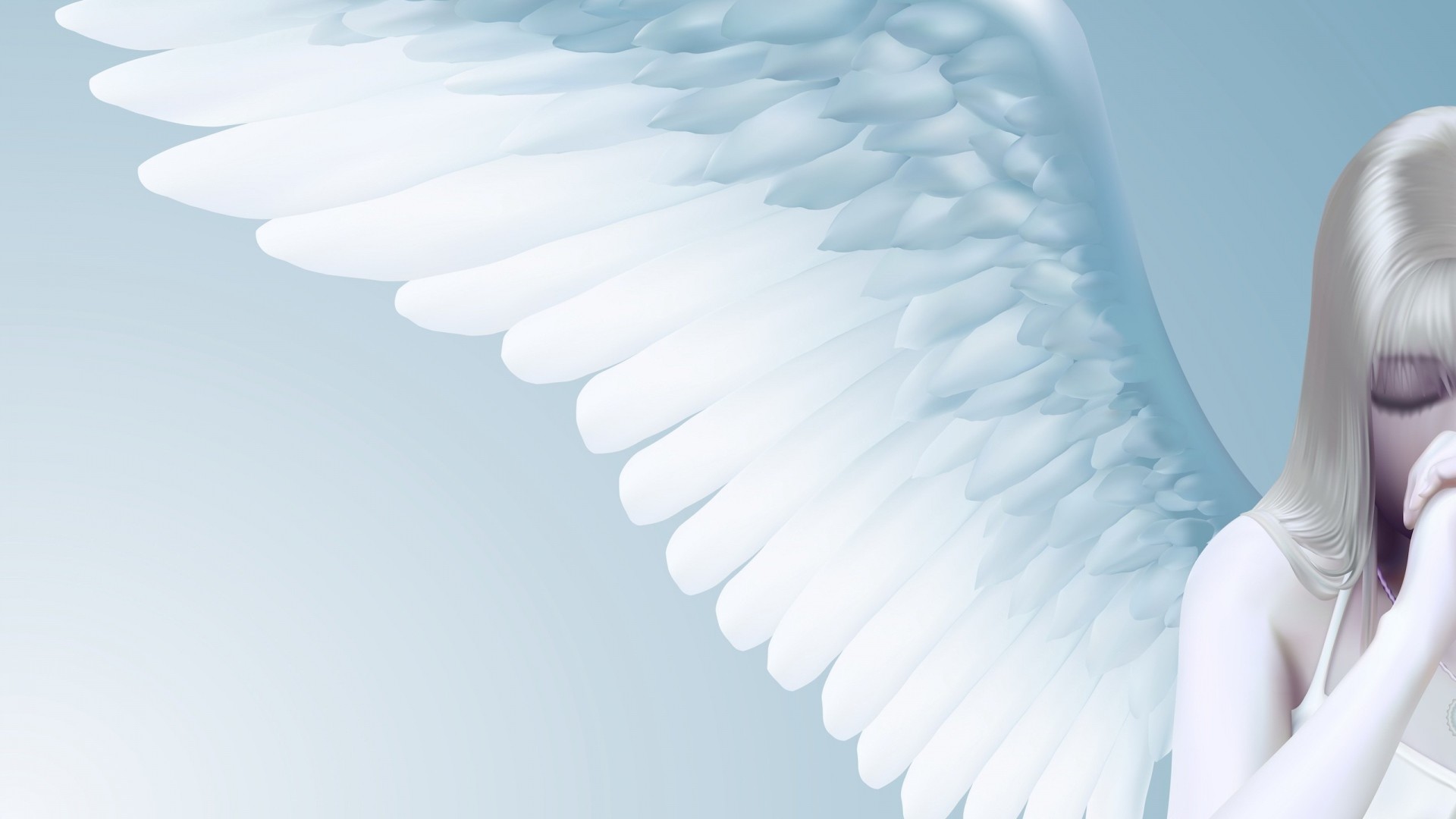 Preview wallpaper angel, girl, wings, light 1920×1080