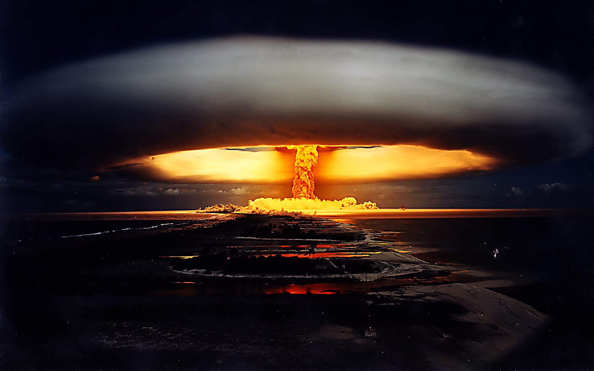 Atomic Bomb Wallpaper, HD, nuclear explosion, night, war