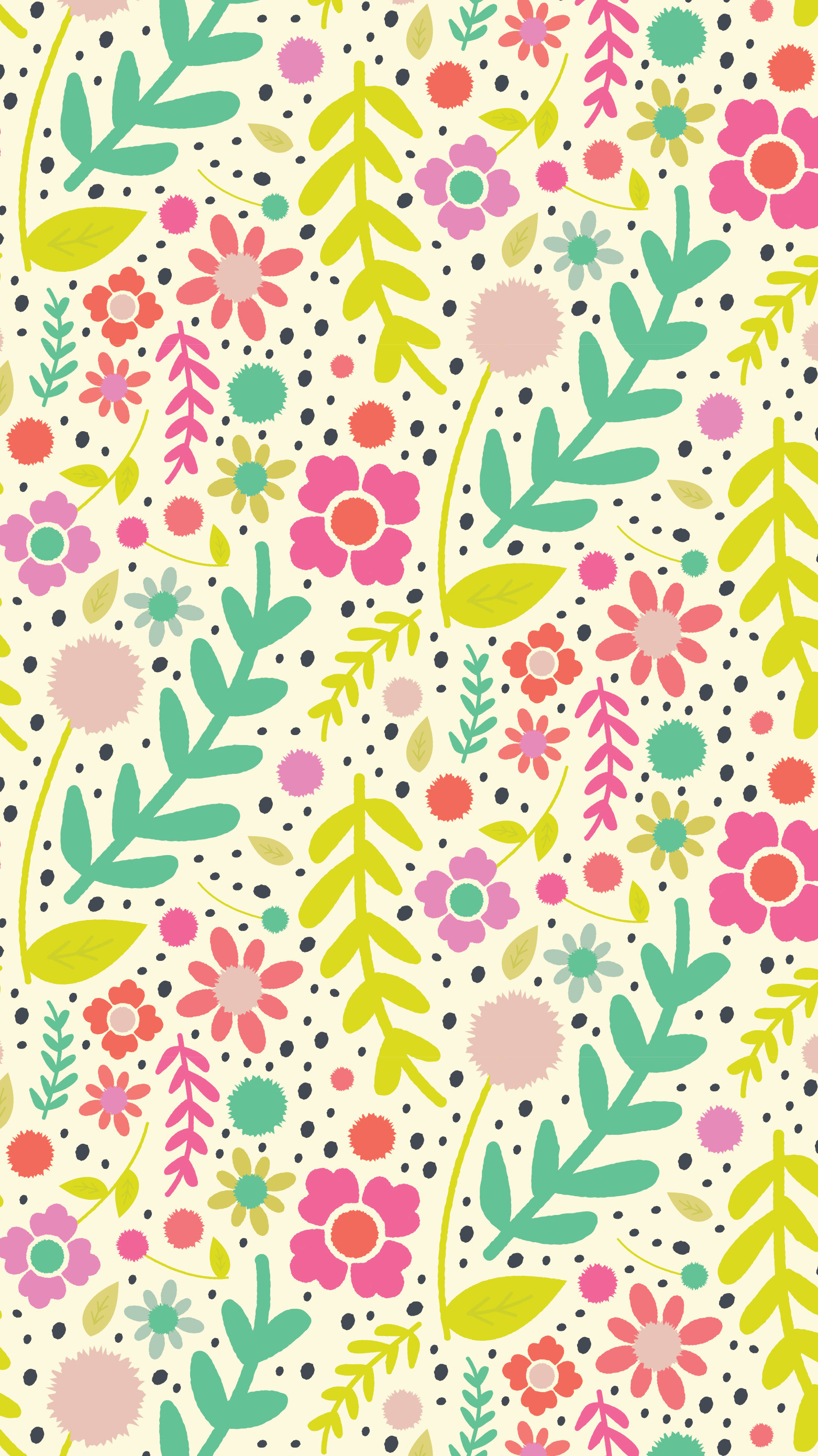 Spring Floral Pattern – iPhone iPad wallpaper – Three Cheers Co
