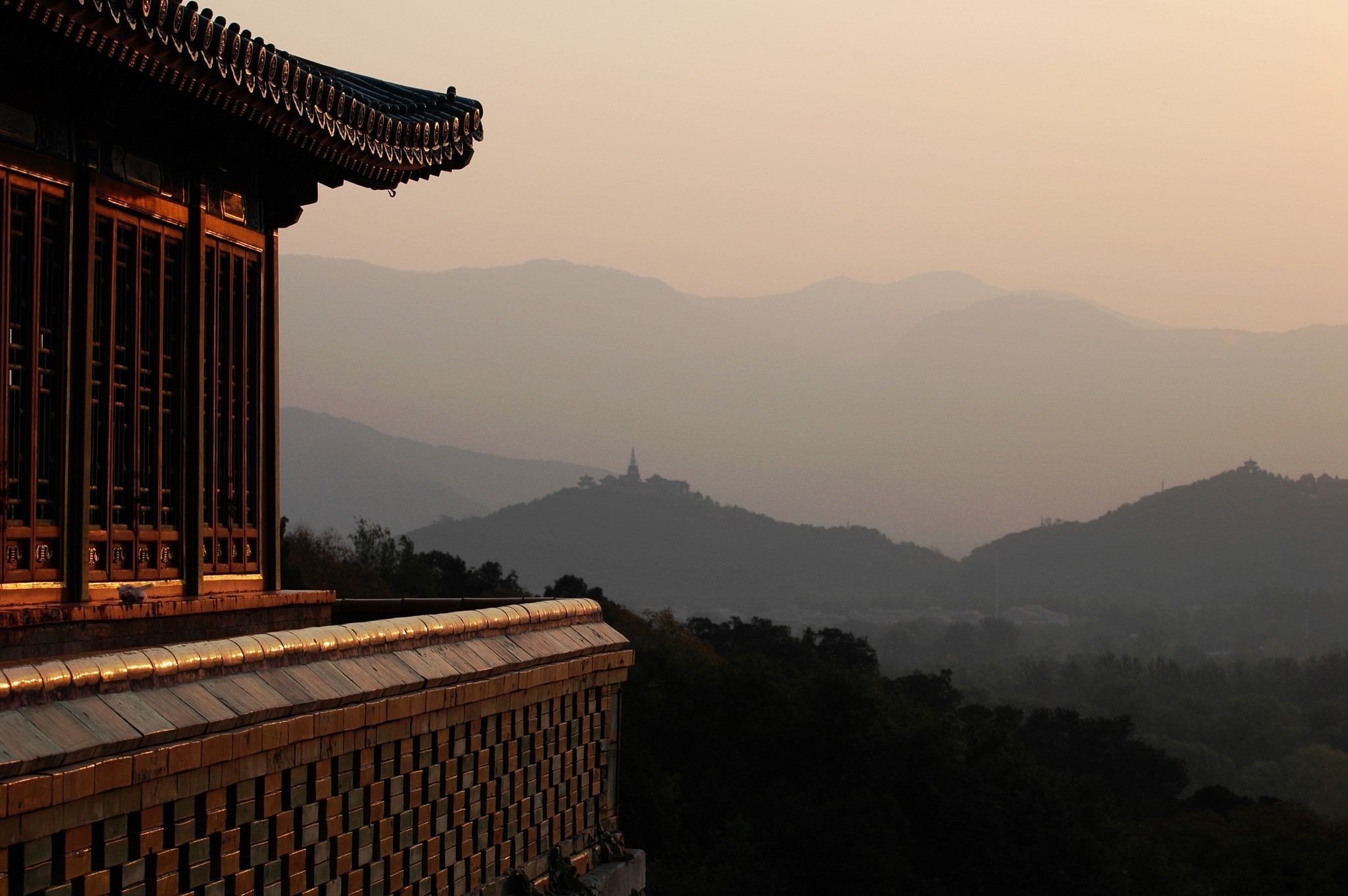 Landscape, Ancient, Sunset, Evening, Asian Architecture, Hills, Mist Wallpapers HD / Desktop and Mobile Backgrounds