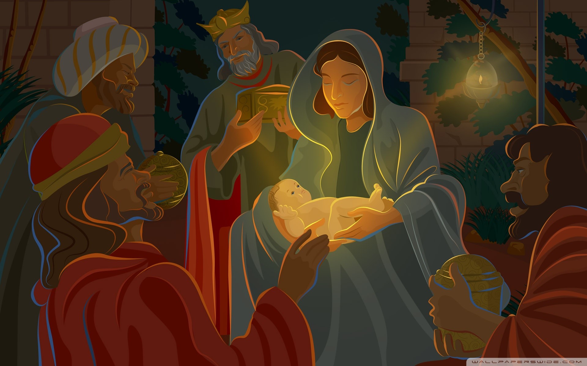 Festive Christmas CG – Digital Christmas illustration – Illustration – Nativity scene – The Birth of Jesus 25