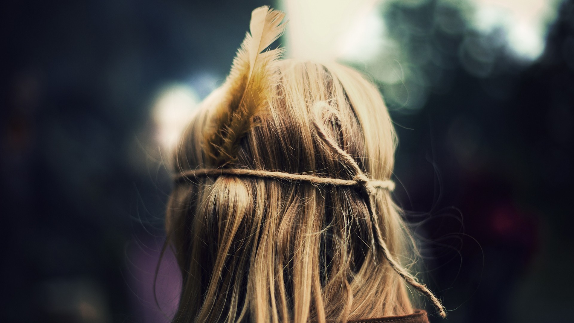 Blondes Bokeh Feathers Hippie Retro Women