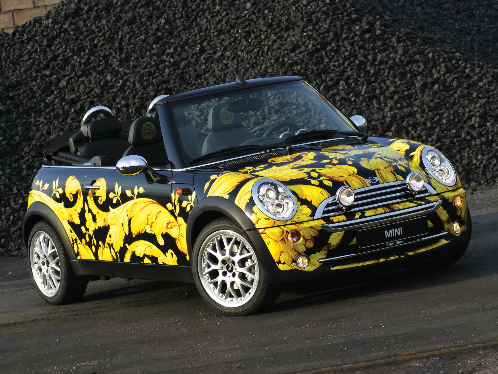 2013 Mini Cabriolet By Donatella Versace Front Angle Rocks Wallpaper HD free