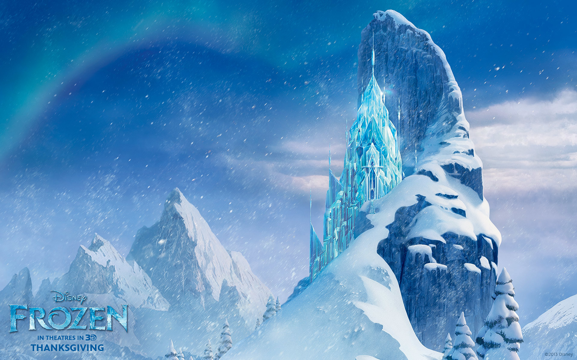 The ice castle from Disneys movie Frozen wallpaper