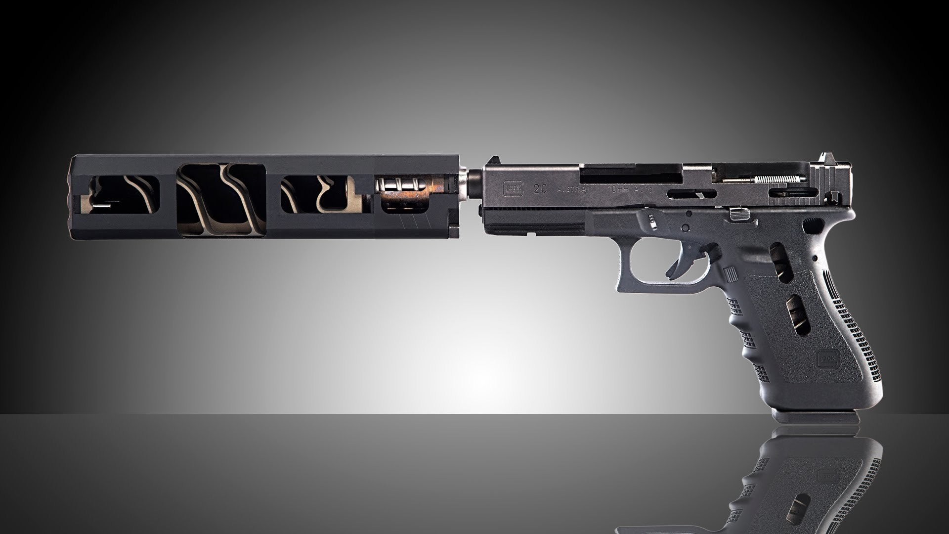 Glock 20 self loading gun weapon silencer