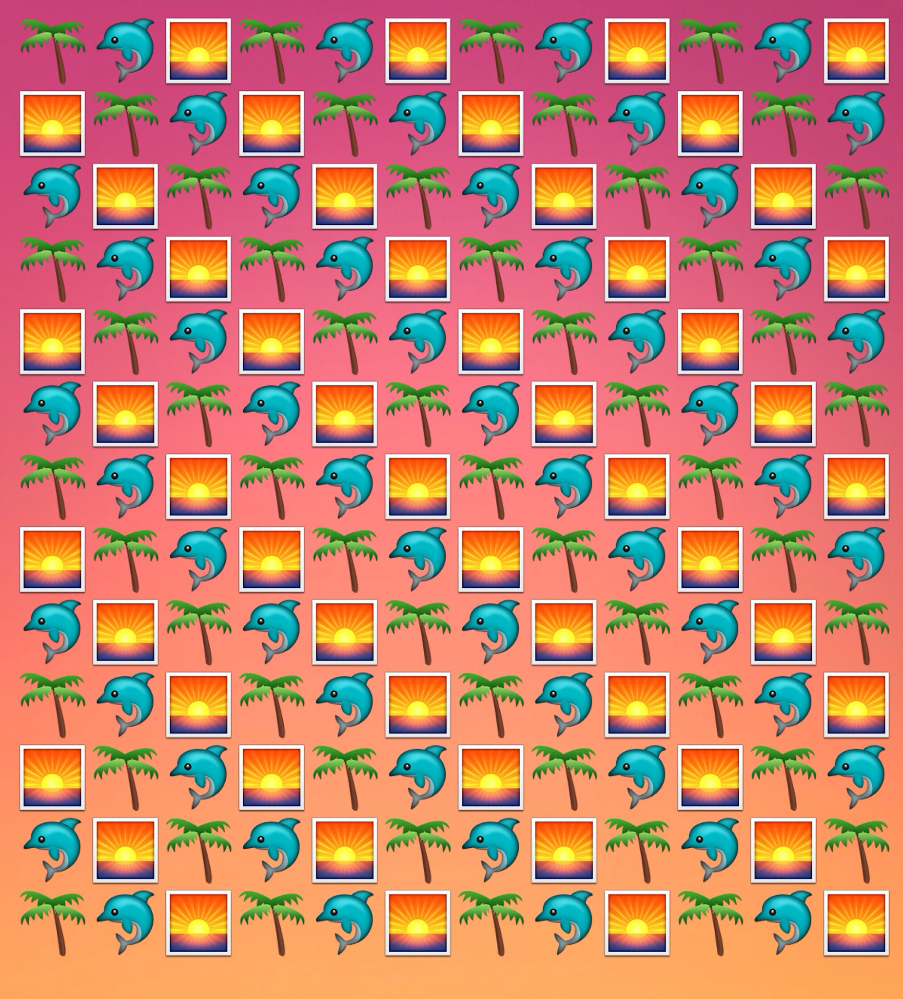 Emoji wallpaper background for desktop or phone dolphins on a tropical sunset beach