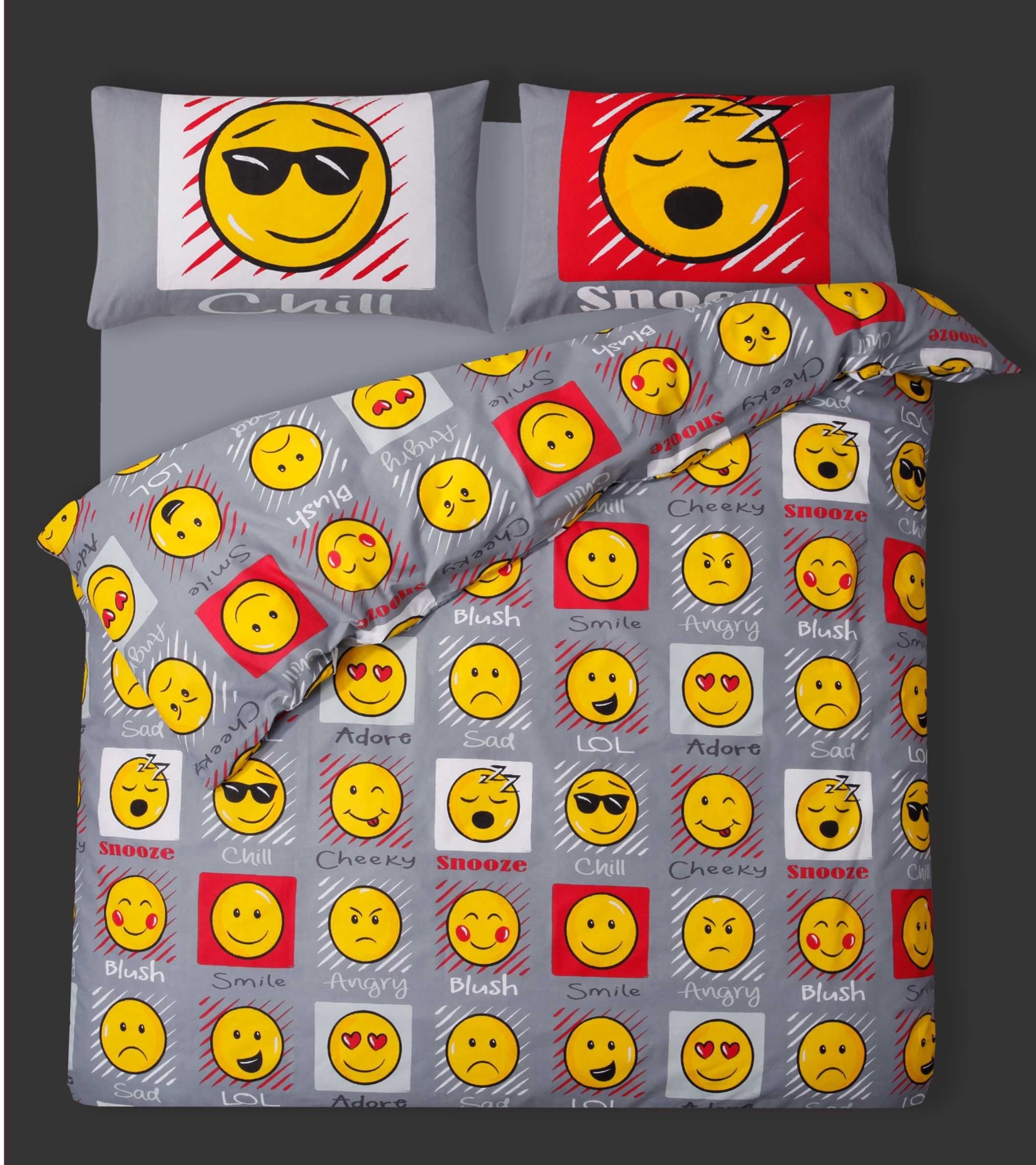 Double Bed Duvet / Quilt Cover Bedding Set Smiley Bedding Emoji / Faces / Expressions /
