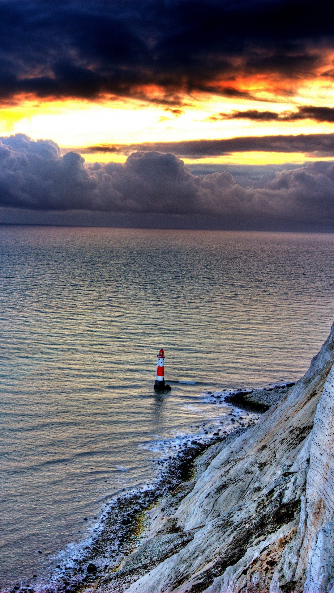 Sea Lighthouse Rock Sunset #iPhone #plus #wallpaper